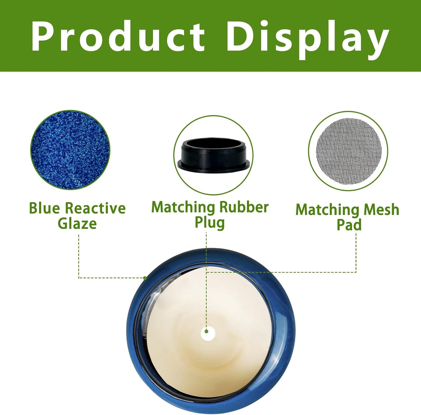 Bonsai Tree Pot 13 Inch - Ceramic Succulent Pots Large Bonsai Planter for Indoor Outdoor Plants Decorative Plant Pot with Drainage Hole Flower Pot for House Garden Room Home Decor Blue