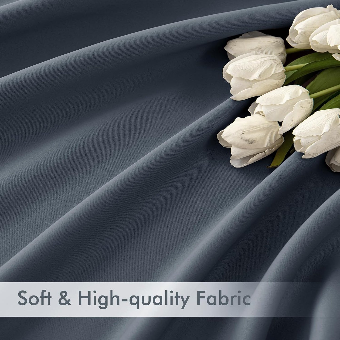 MIULEE Stone Blue Back Tab Blackout Curtains 108 Inch Long 2 Panels Set for Bedroom, Rod Pocket/Pinch Pleat Extra Long Thermal Insulated Living Room Darkening Pleated Light Blocking Drapes