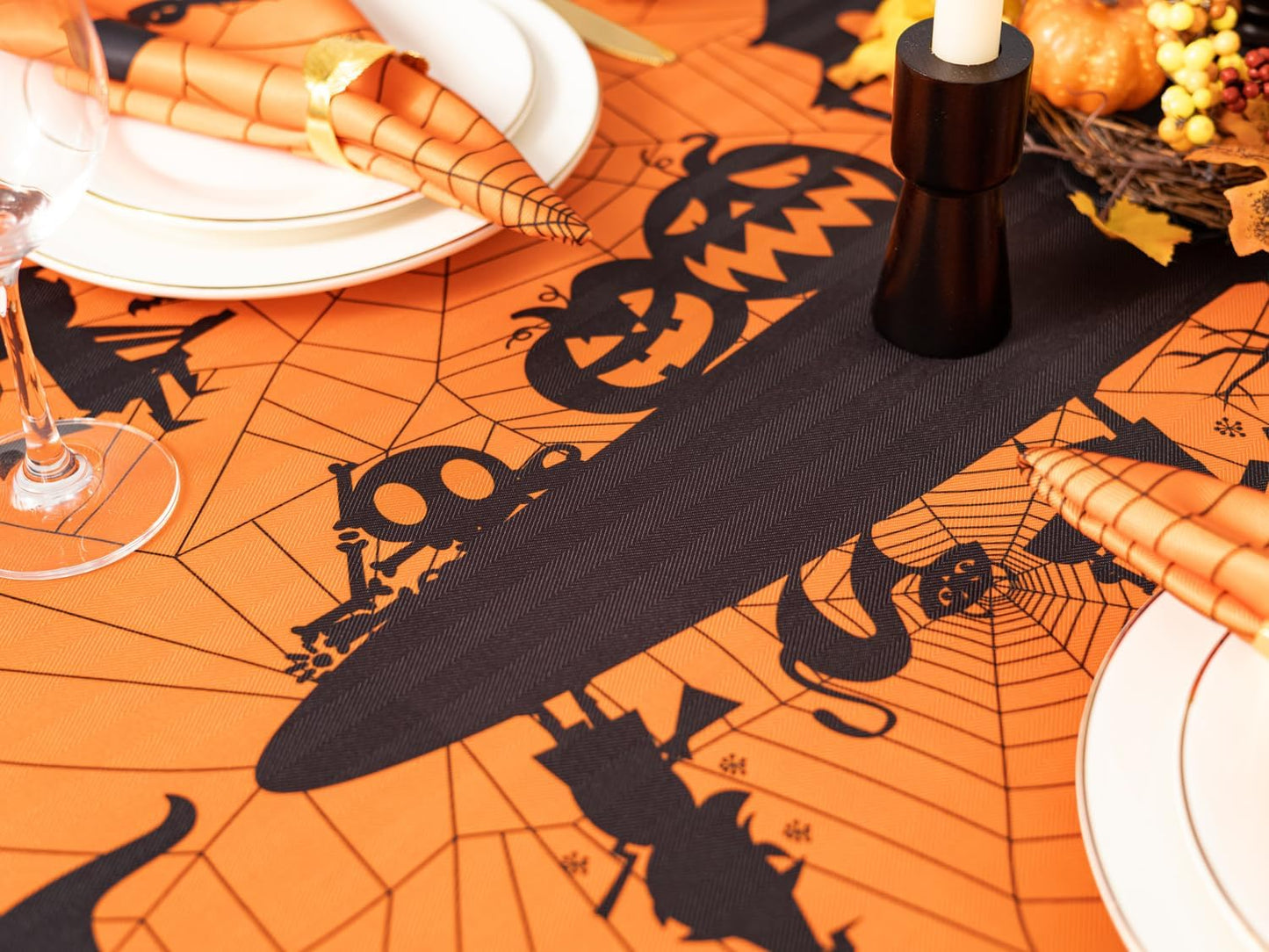 YiHomer Halloween Silhouettes Tabletop for Halloween Decorations, Dinner Parties and Scary Movie Nights, Horror Night, Tablecloth, 52 x 52 Square