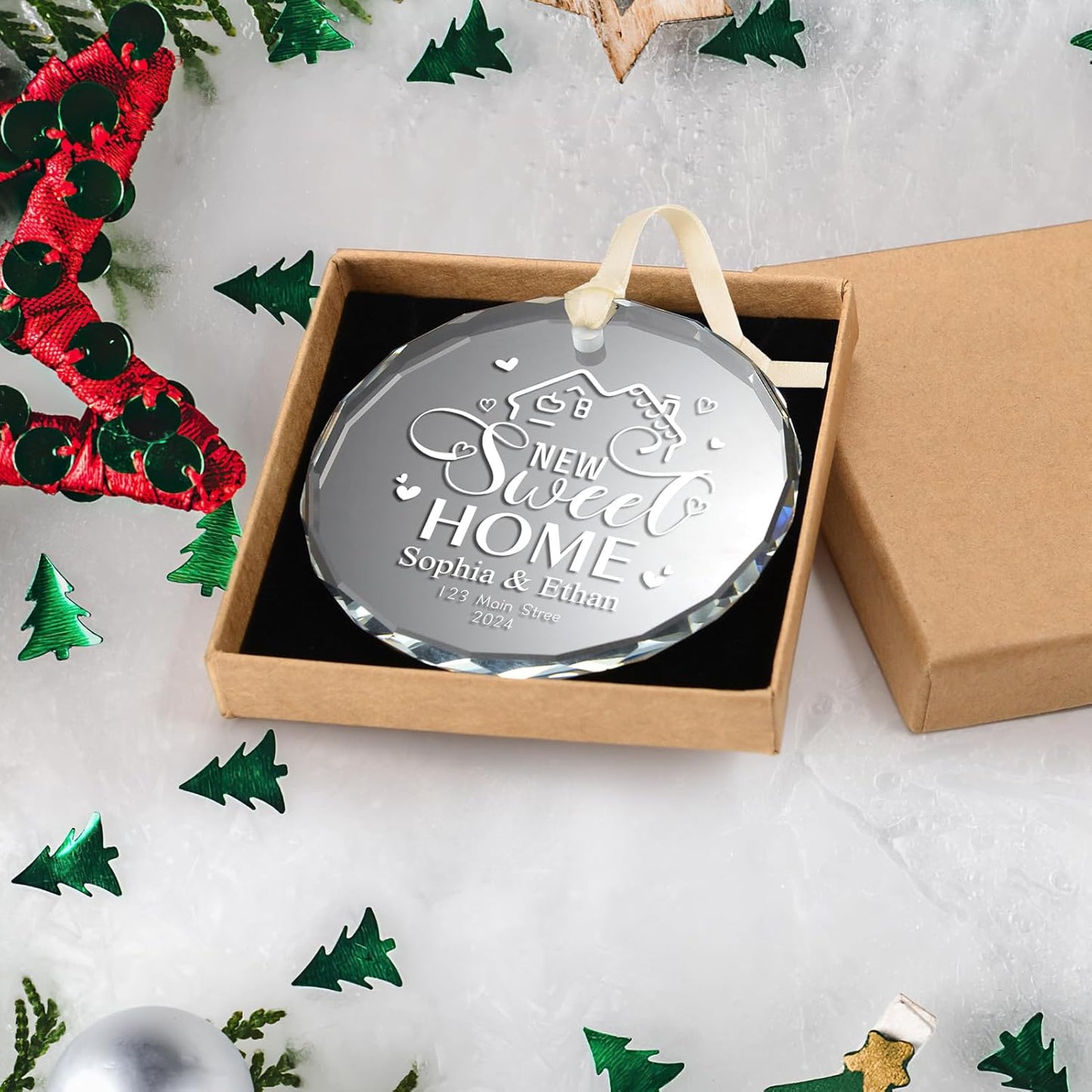 New Home Ornament 2025 House Warming Gifts, Personalized Christmas Ornaments, Custom First Christmas in My New Home, Customized Christmas Crystal Ornament