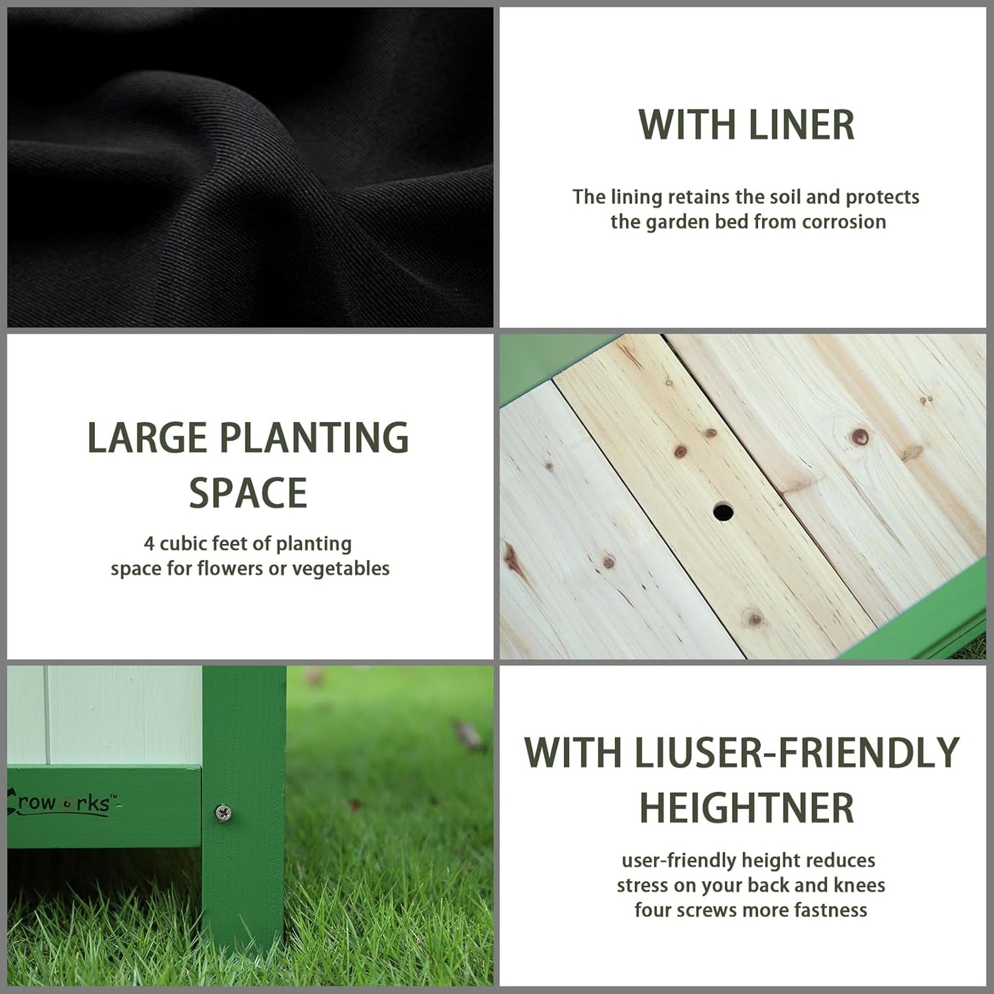 Wood Planter with Trellis Raised Garden Bed for Climbing Plants Elevated Wooden Planter Box,Outdoor Gardening Planting Bed to Grow Vegetables Climbing Plants Herbs Flowers(Green)