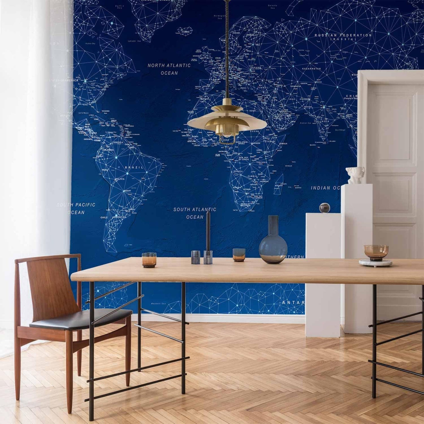 artgeist Wall Mural World Map 77x55 in - XXL Peel and Stick Self-Adhesive Wallpaper Removable Large Sticker Foil Wall Decor Print Picture Image Design Map of The World k-A-0125-a-a