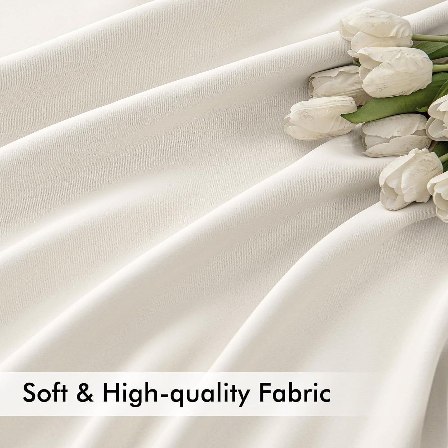 MIULEE Ivory Back Tab Blackout Curtains 84 Inch Length 2 Panels Set for Living Room Bedroom Privacy, Rod Pocket/Pinch Pleat Thermal Insulated Room Darkening Pleated Light Blocking Drapes