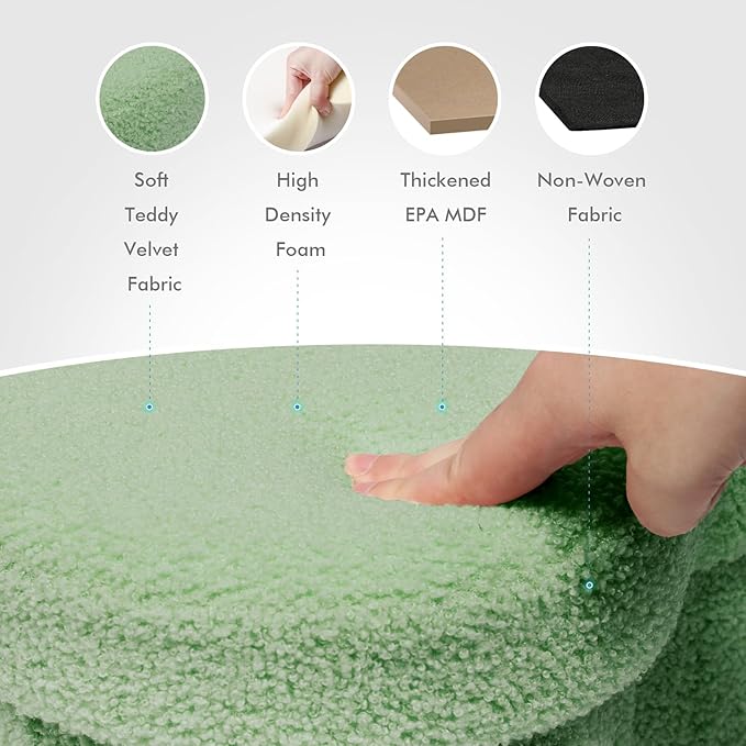 B FSOBEIIALEO Storage Ottoman Cube, Flowers Shaped Ottomans with Storage Foot Stool Footrest for Lving Room, Boucle Ottoman Seat for Dorm Room,Faux Teddy Fur, Green 12.6"x12.6"x12.6"