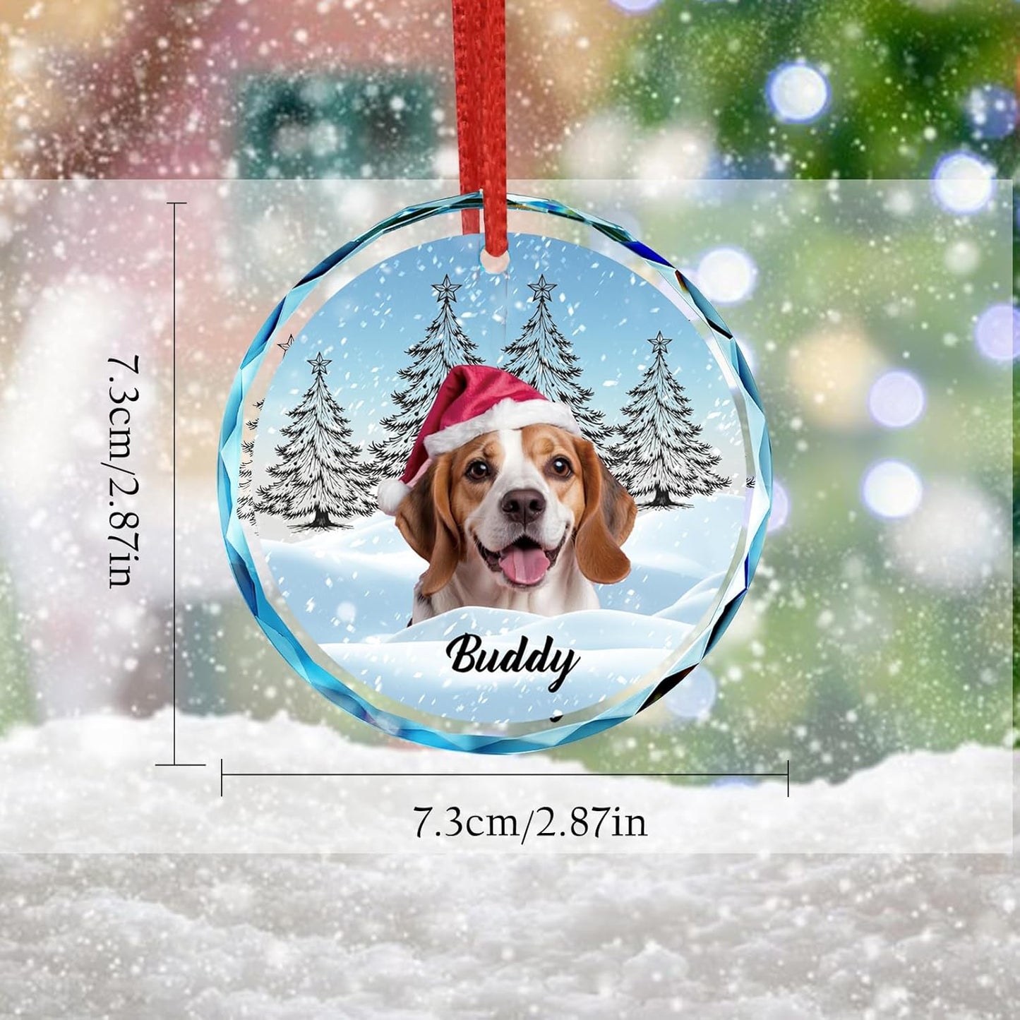Personalized Photo Crystal Ornament, 2025 Custom Pet Engraved Christmas Keepsake, Memorial Gift for Dog, Cat