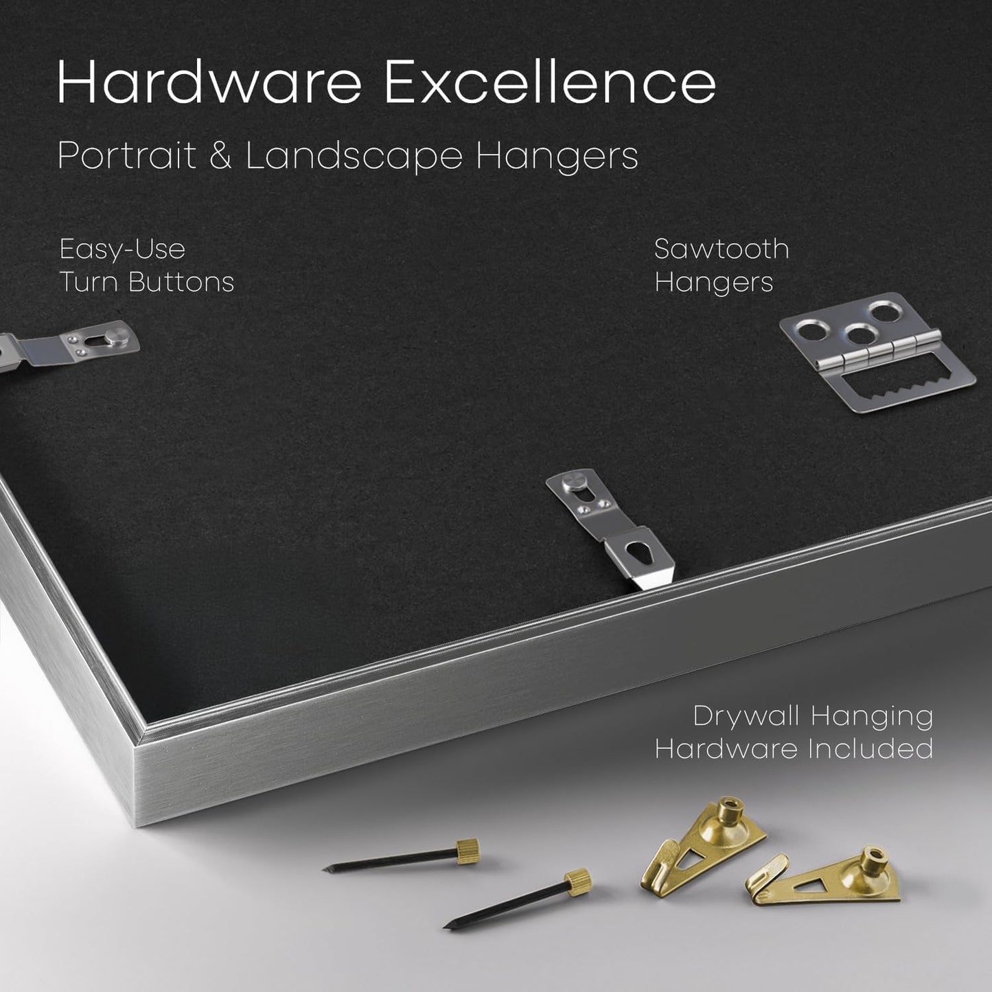 Homeforia 8.5x11 Picture Frame Silver, High End Metal 8.5 x 11 Poster Frames with Mat 6 by 8 Photo, 11x8.5 Frame Matted to 6x8 Print, 8.5by11 Wall or Tabletop Frame, Tempered Glass, Wall Kit, Set of 1