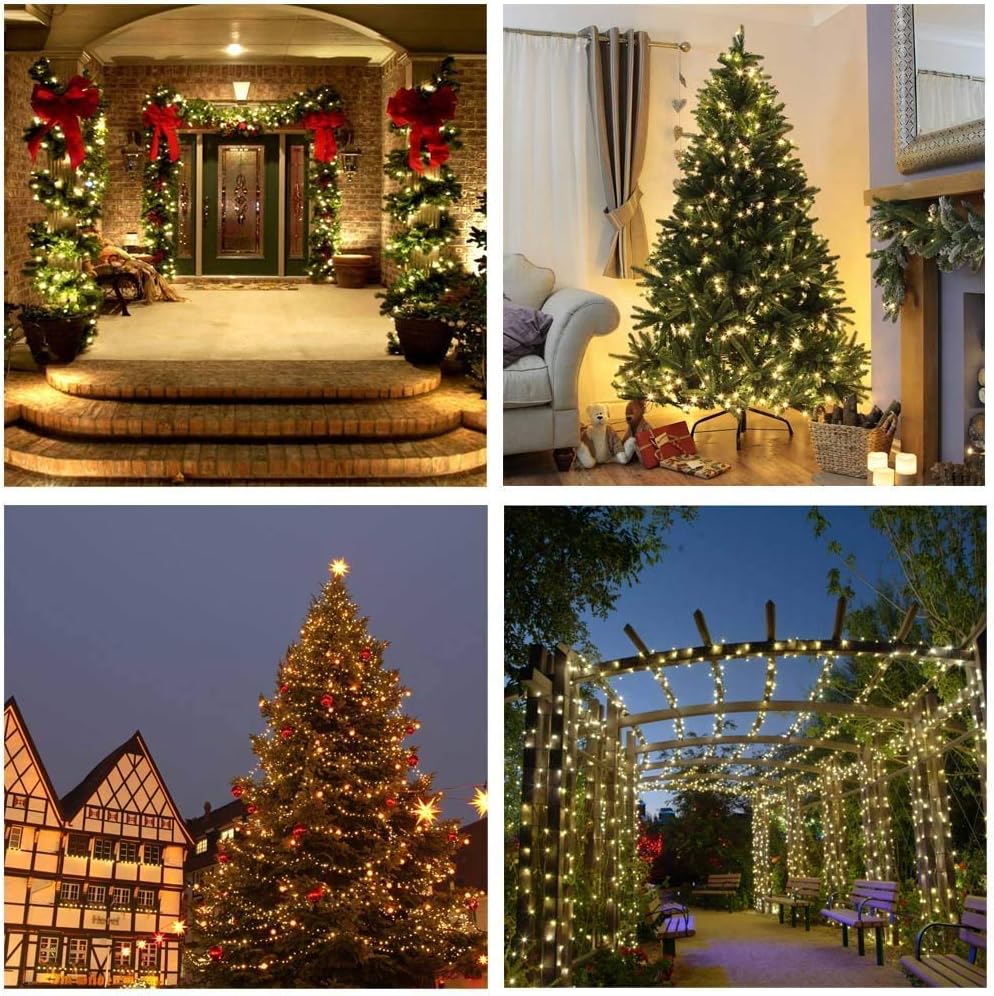 Joomer Solar Christmas Lights Outdoor, 4 Pack Total 156FT 400LED 8 Lighting Modes Solar String Lights Waterproof Fairy Tree Lights for Garden Yard Patio Christmas Decoration (Warm White)