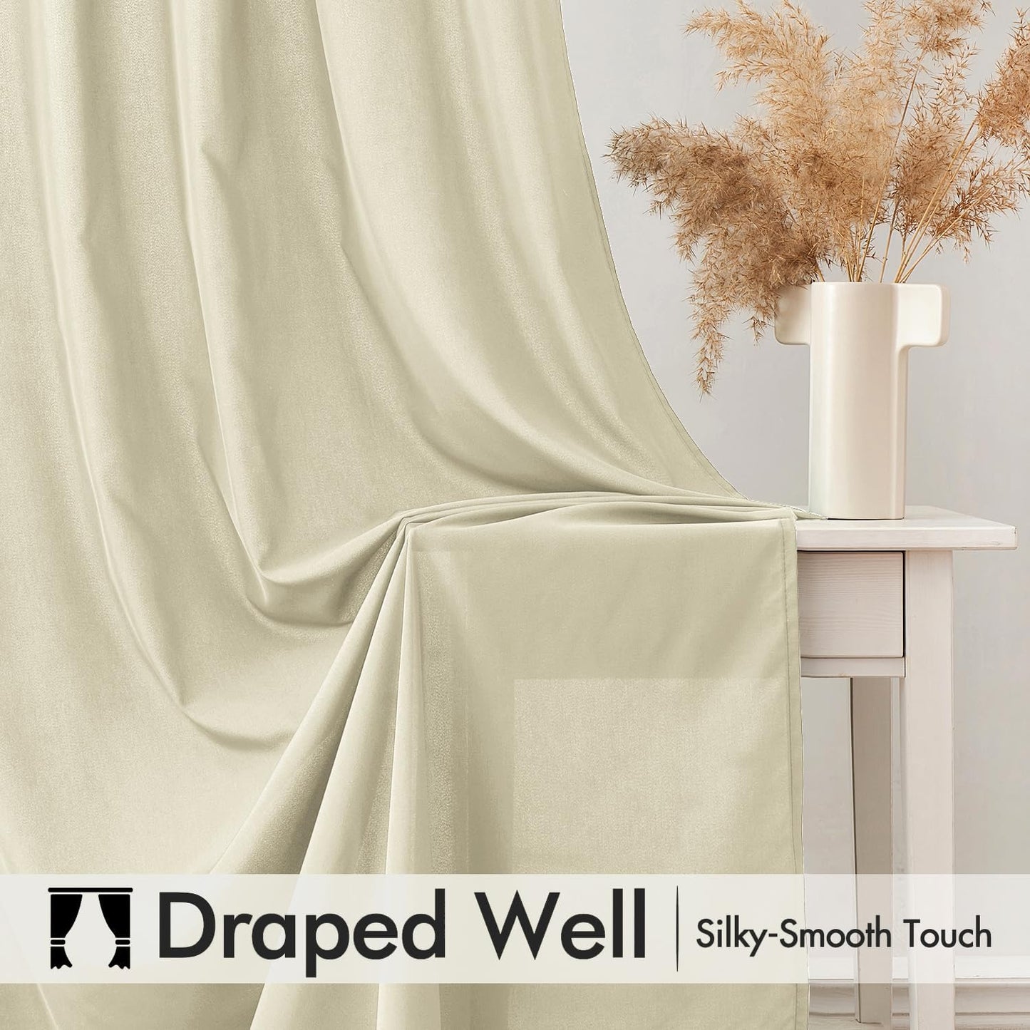 MIULEE Cream Beige Privacy Sheer Curtains That Let Light in 96 Inches Long Non-See-Through Semi Sheer Curtain Light Filtering Window Curtains Drapes for Living Room Bedroom 2 Panels Set 42 X 96