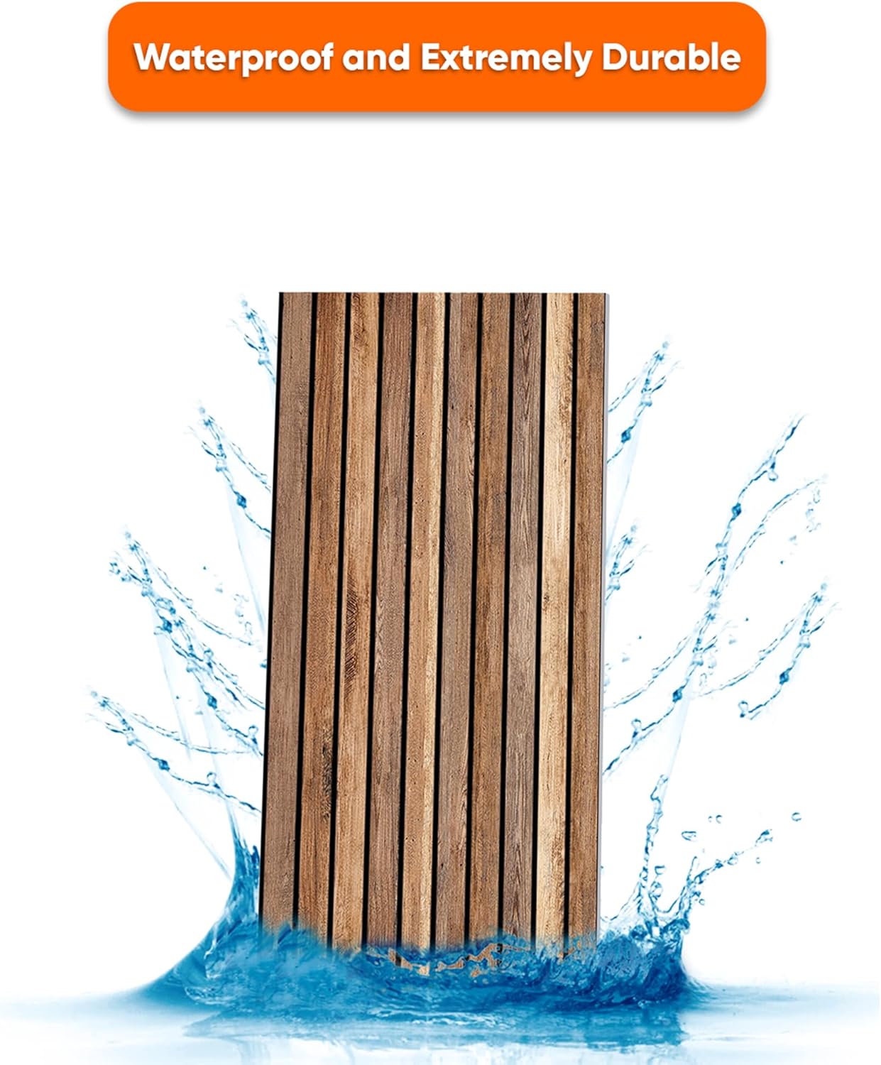 IZODEKOR 3D Wood Effect Styrofoam Wall Panels - Faux Wood Look Wall Panels for Living Room - Fake Acoustic Wood Slat Wall Panels - Pack of 10, Covers 50 sq ft.