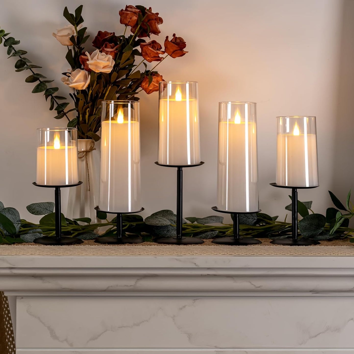 Homemory Holloween Candle Holders for Pillar Candles Set of 5 (Black)