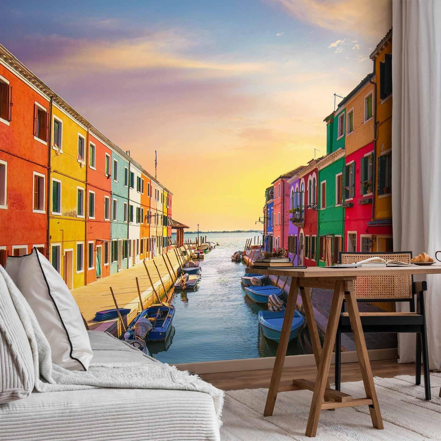 artgeist Wall Mural Architecture 216x98 in - XXL Non-Woven Corner Wallpaper Fleece Angle Wall Decor Photo Print Picture Image Design Modern City Lake House Like Painted d-B-0295-a-a