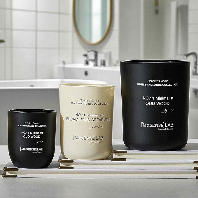 M&SENSE Natural Soy Candle| Eucalyptus Spearmint | 16.6 oz, 95H Burn | Minimalist Scented Candle for Relaxation, Gifting, Home Décor | for Bedroom, Office, Party Large