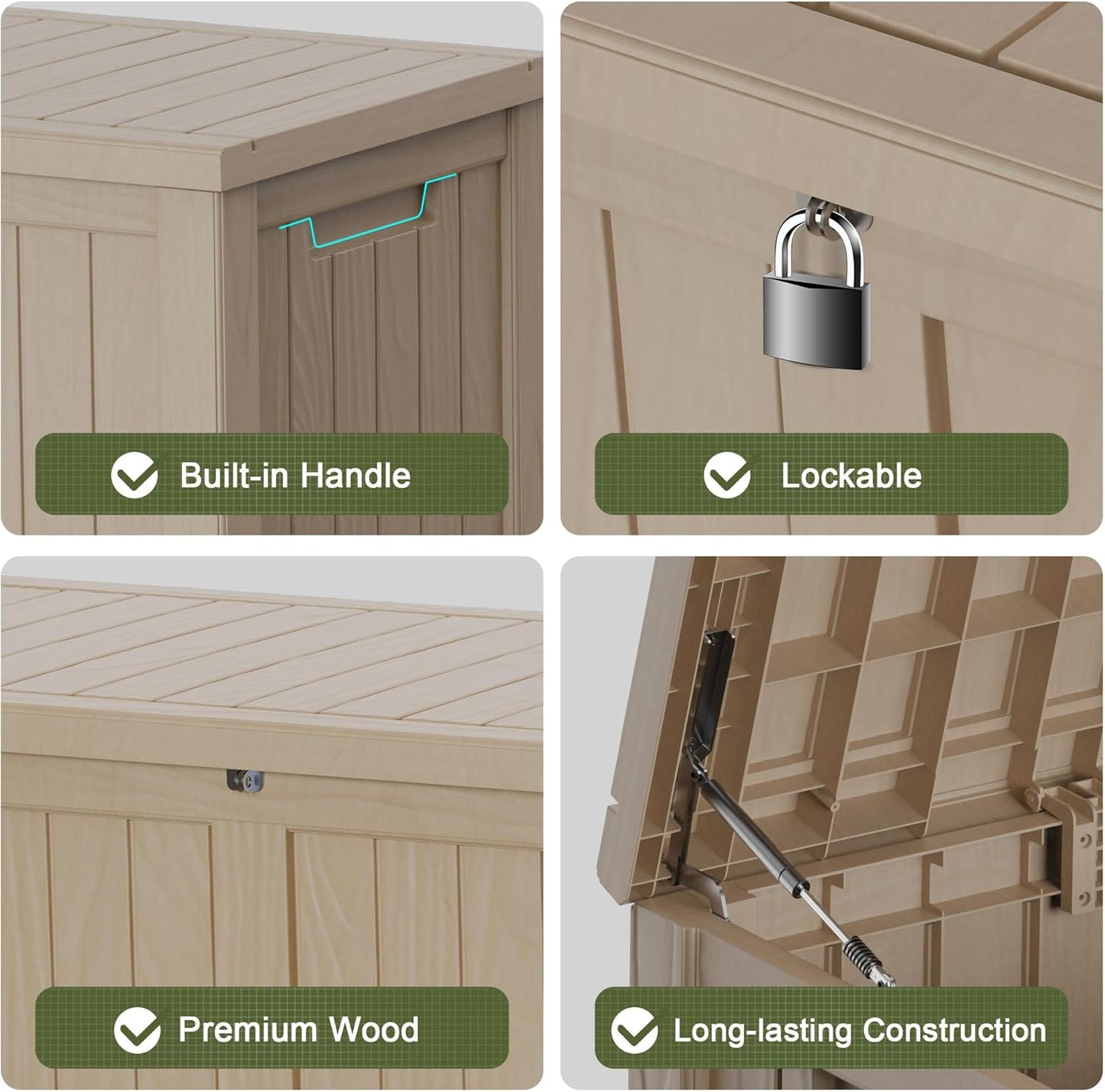 120 Gallon Outdoor Deck Box,Storage Lockable Waterproof Patio Furniture,Garden Tools,Cushions,Pool Accessories Outside Storage Resin Box(Grey)