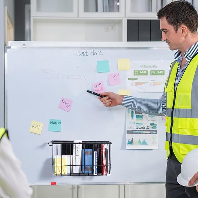 dedoot Magnetic Holder Locker Strong Black Mesh Holder Magnetic Basket Organizer Shelf Rack for Whiteboard,Fridge, Sponge, Recipe, Beverage ,Refrigerator ,Office File Foil,10.25x 3.6x 6 inches