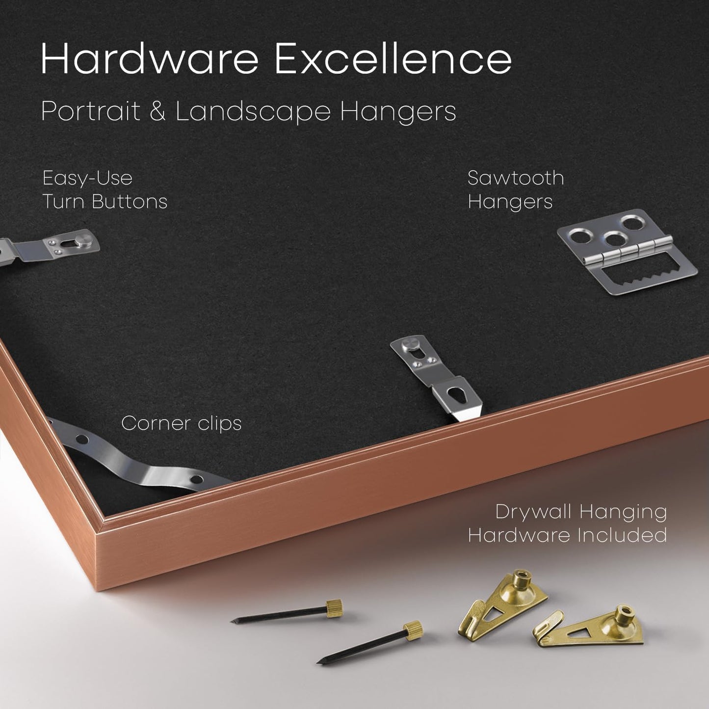 Homeforia 12x12 Picture Frame Rose Gold, High End Metal 12 x 12 Square Poster Frame with Mat 10 x 10 Photo, 12x12 Frame Matted to 10x10 Print, 12by12 Hanging Frames, Tempered Glass, Wall Kit, Set of 1