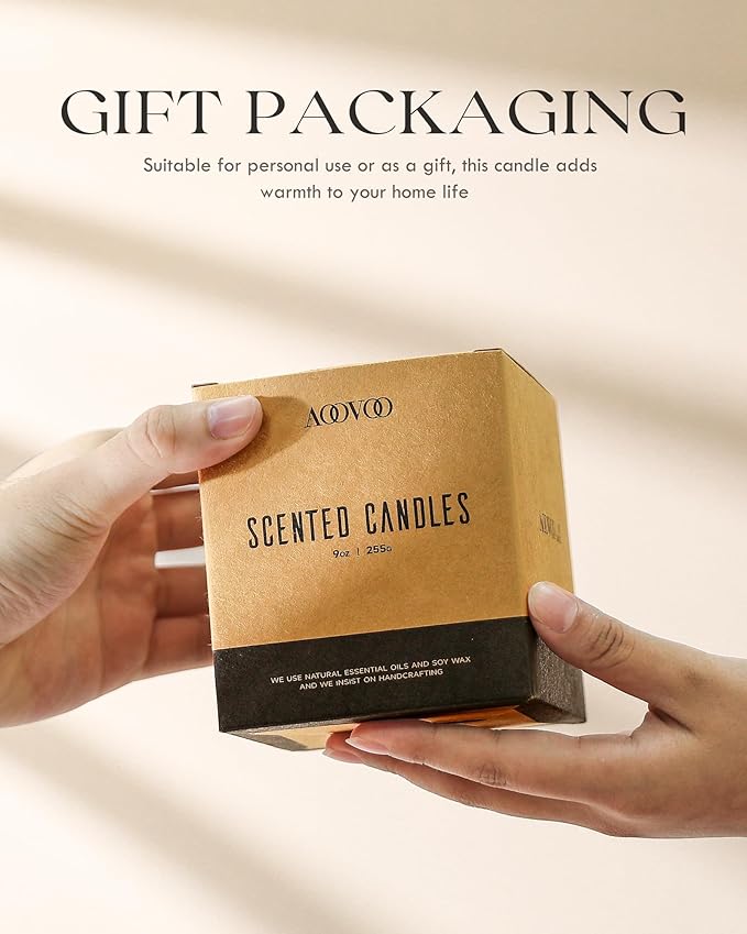 AOOVOO Lavender Amber Candles - 9 oz Scented Candles, Aromatherapy Candle, Soy Candle for Home Scented