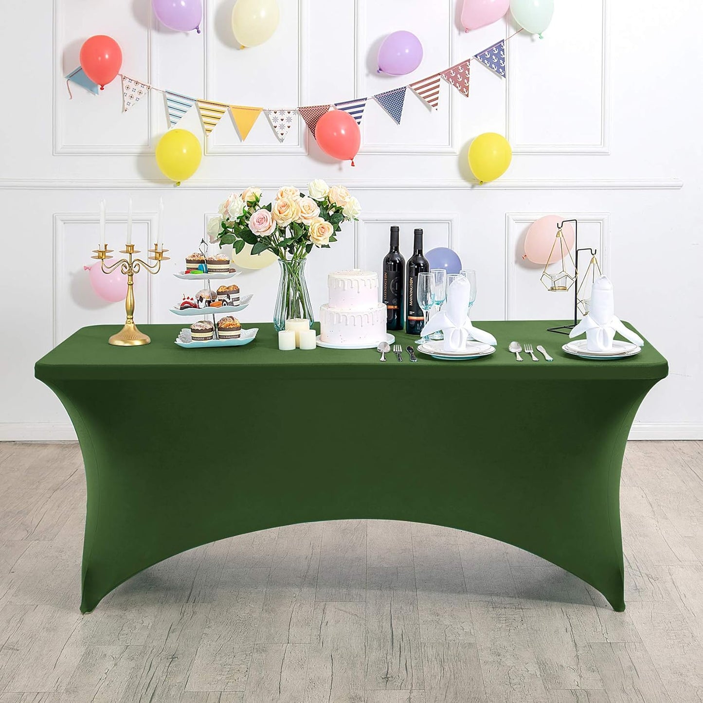 Spandex Table Cover for 4FT or 6ft or 8ft Table Universal Fitted Stretch Tablecloth for Party, Banquet, Wedding and Events-Willow