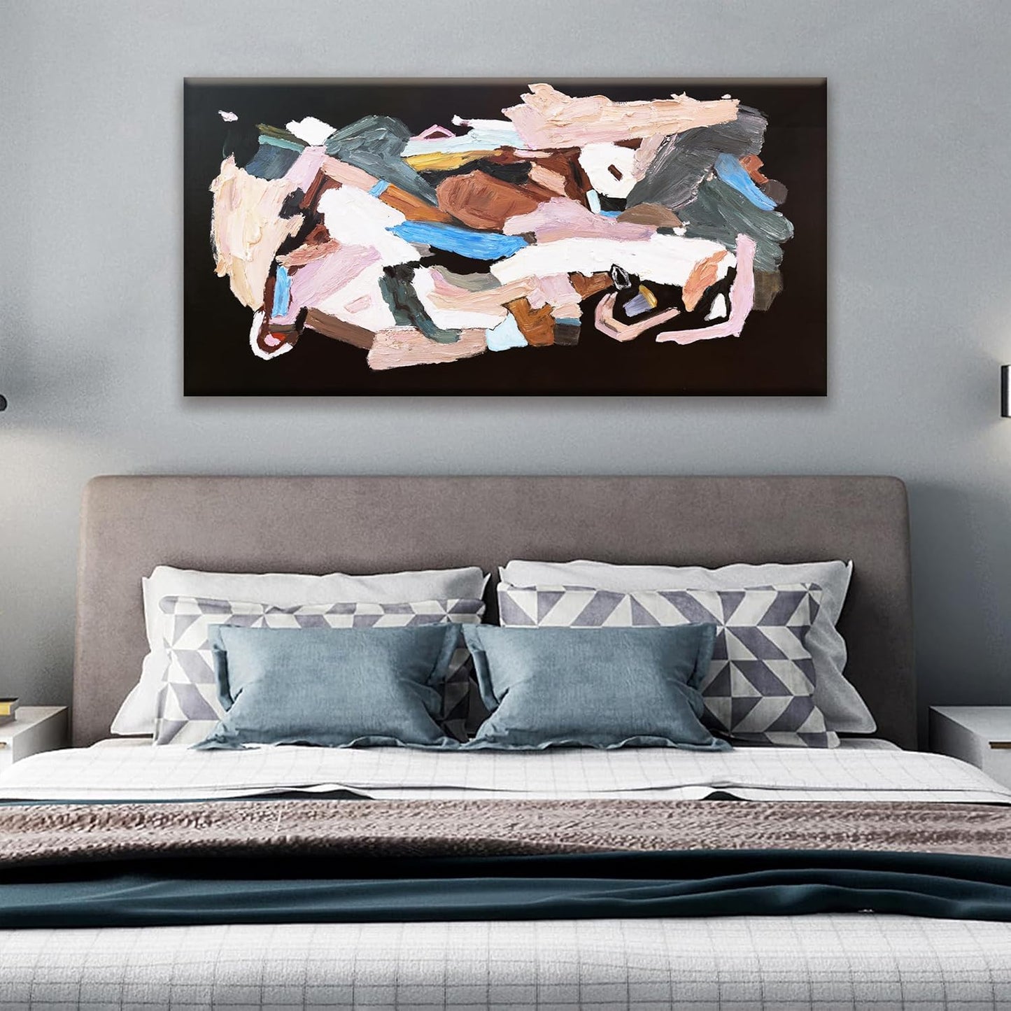 TAIJXAGSG Abstract Canvas Art Wall Decor Modern Minimalist Artwork Paintings Black Wall Art Prints Colorful Abstract Wall Art Line Art Bedroom Kitchen Office Bathroom Decor 20" × 40"