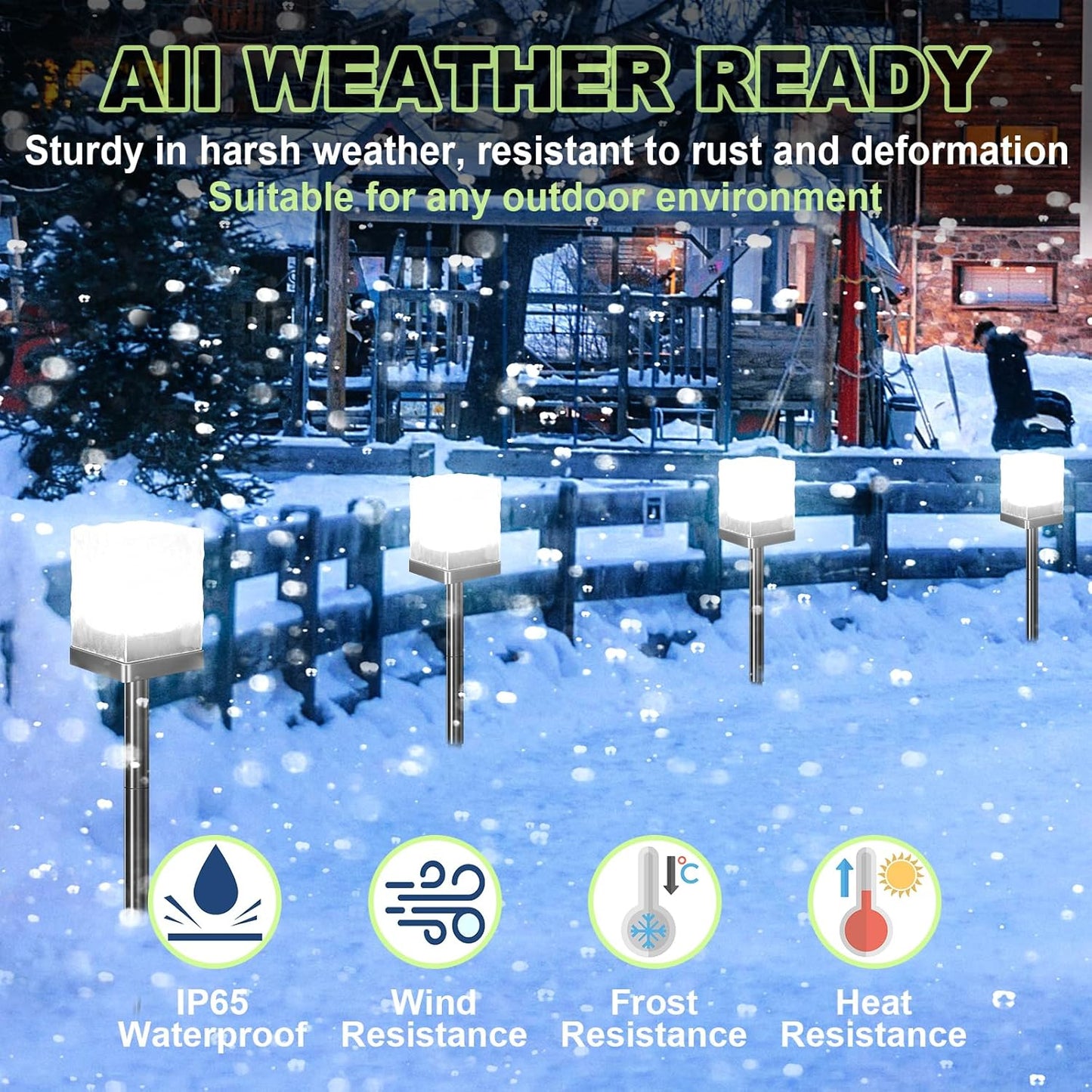 Solar Garden Lights Outdoor - Waterproof Solar Powered Pathway Light with LED Ice Brick Design - Auto On/Off Decorative Lighting for Tables, Grounds, Lawns & Walkways (Cool White, 1 Pack)