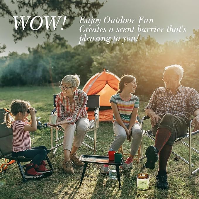 Auelife Citronella Candles Outdoor, 12oz Large 3-Wick Candle for Outside Patio Camping & Garden, Natural Soy Wax Citronella Candle for Summer Gift, Long Lasting for Indoor Home Scented, 50+ Hour Burn