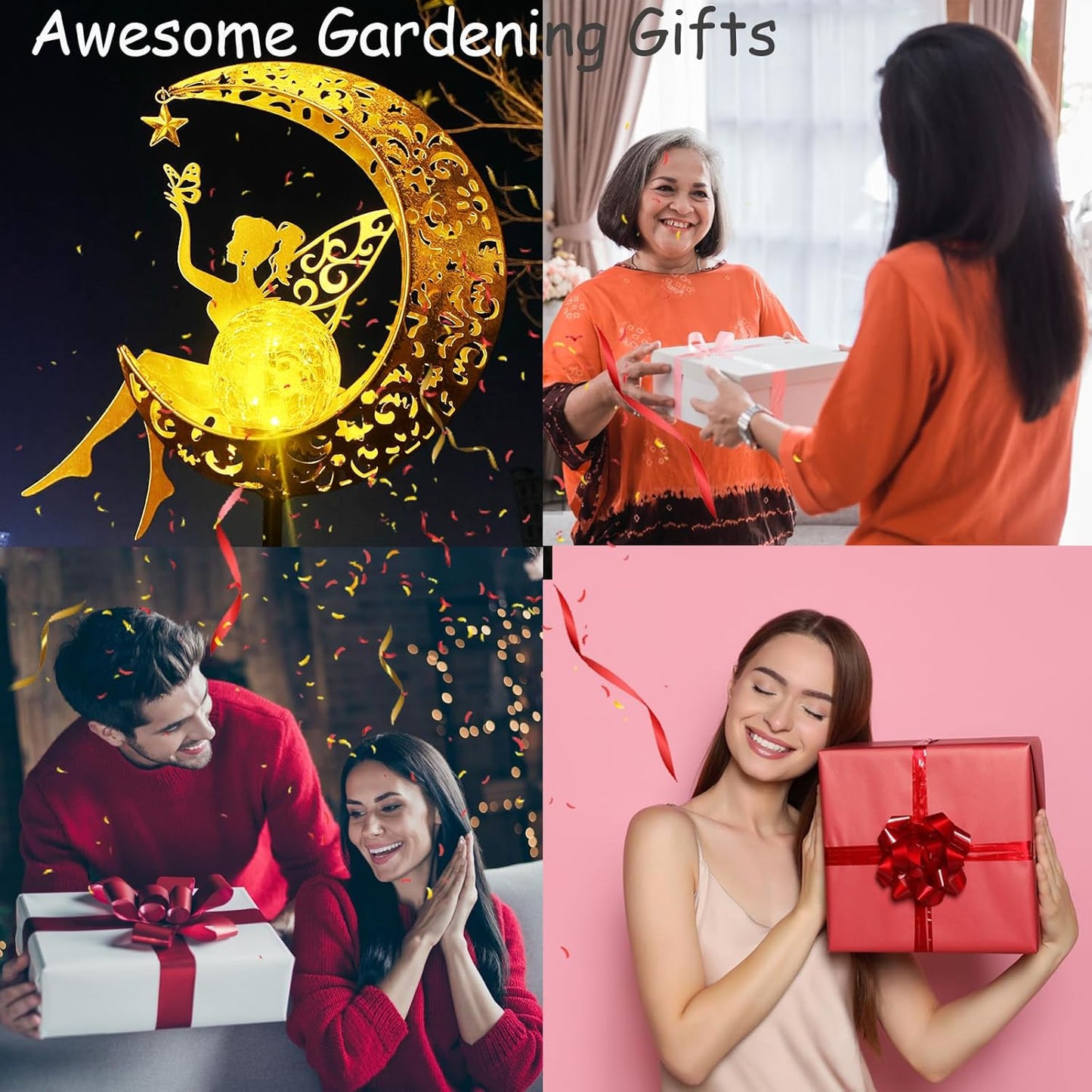 Solar Fairy Garden Decor for Outside,Solar Garden Lights Outdoor Decorative, Garden Statues Decor,Yard Decor,Patio Lawn Ornaments,Metal Yard Art,Unique Angel Gifts for Women,Mom Grandma,1PC