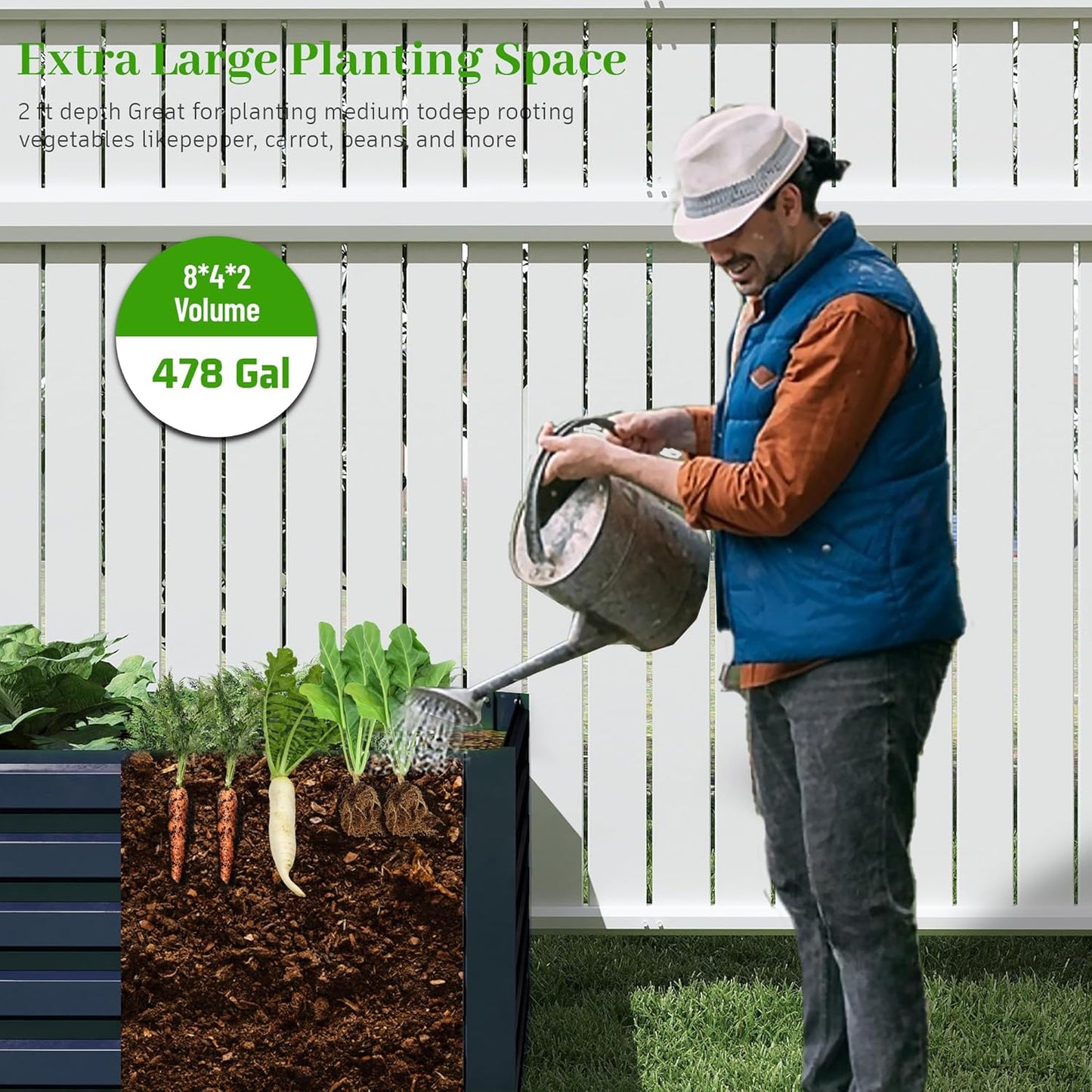 8x4x2 ft Outdoor Raised Garden Bed, Large Metal Planter Raised Beds, Planters for Outdoor Plants for Vegetables, Flowers, Herbs, Fruits, and Succulents.(4 Pcs,Blue)