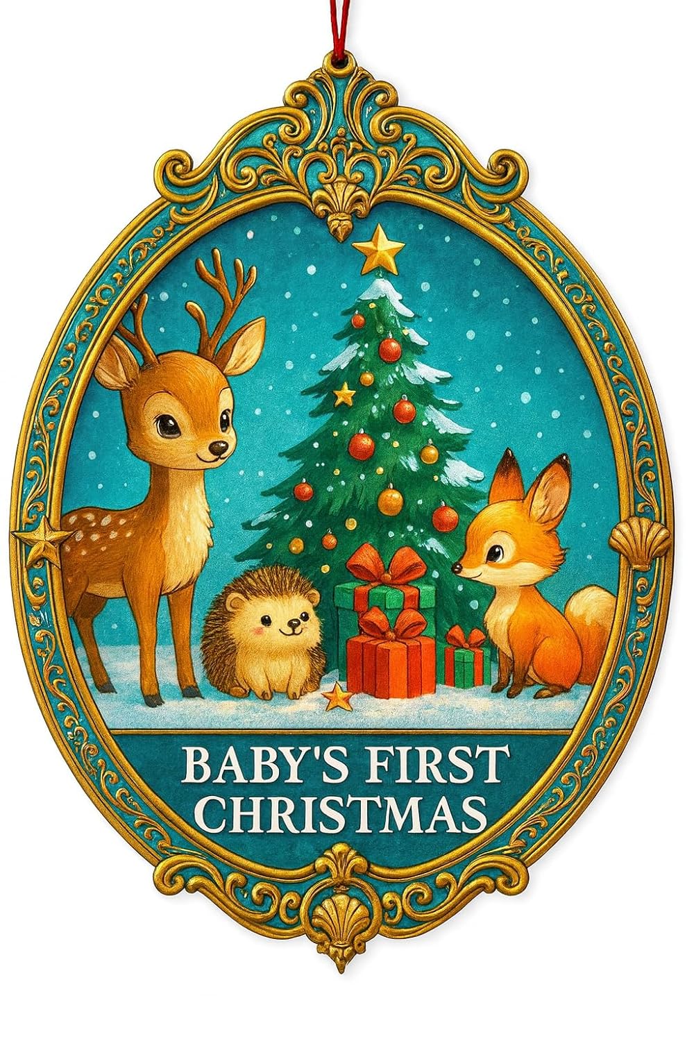 Baby’s First Christmas Ornament – Newborn Keepsake | Infant Ornament + Gift for New Parents – Baby Christmas Gift 2025 – Suncatcher Effect Stained Glass Window Hanging – Car Hanging Decoration