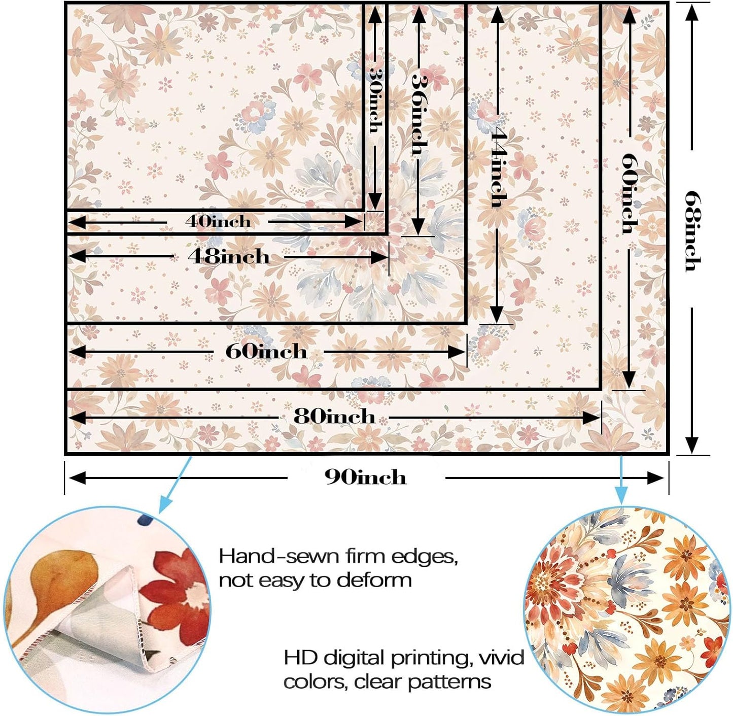 Fowocu Boho Floral Mandala Tapestry Wall Hanging Watercolor Bohemian Flower Medallion Tapestry Aesthetic Beige Orange Hippie Indian Small Tapestries for Bedroom Living Room Dorm Decor 48 x 36 Inch