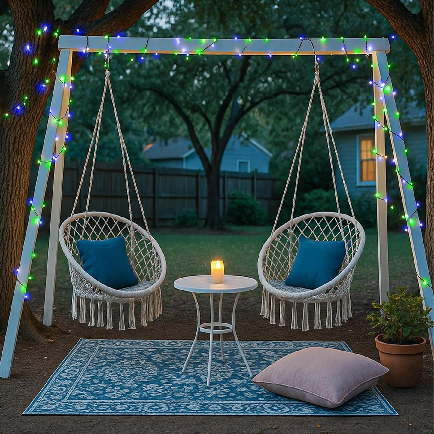 Christmas Lights Outdoor, 66FT 200 LED Christmas Tree Lights with 8 Modes Waterproof, Plug in Connectable String Twinkle Light Green Wire for Tree Patio Party Decorations, Blue Green