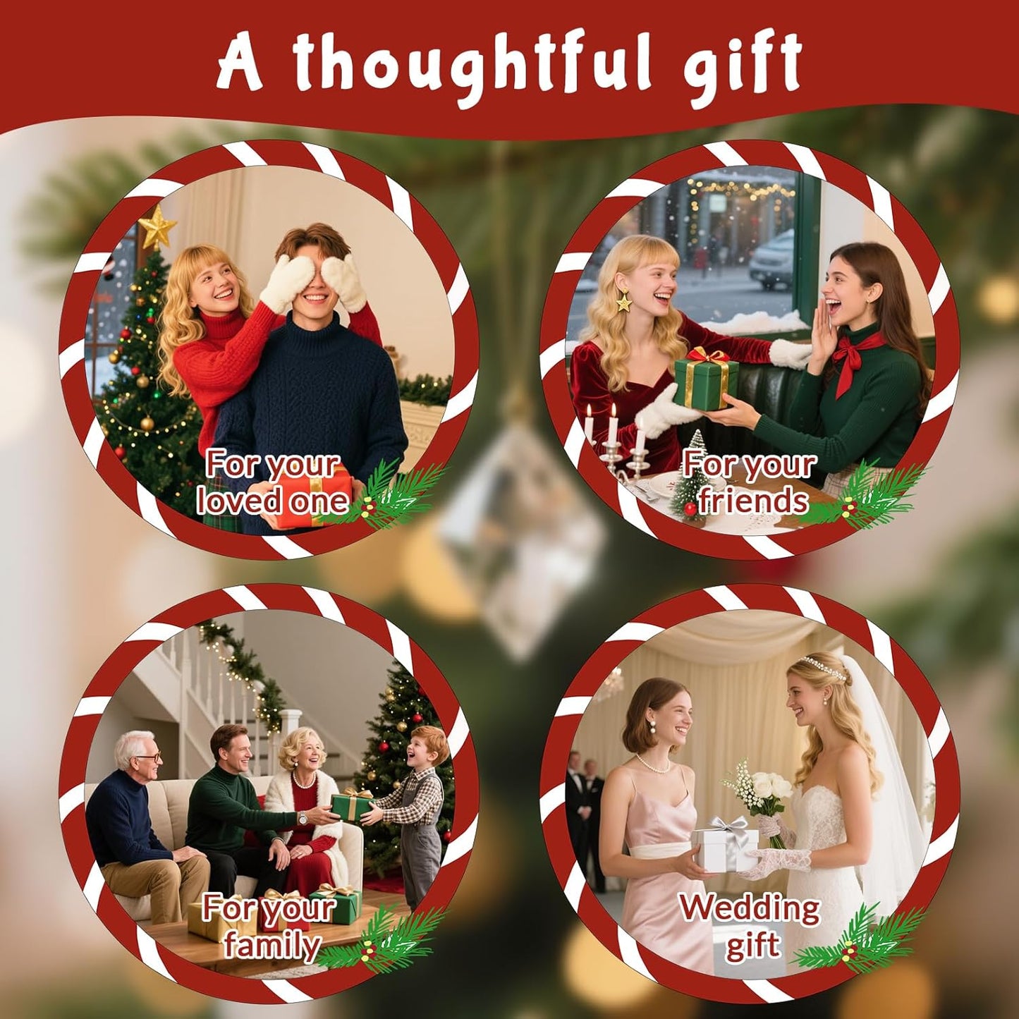 Custom Christmas Ornament Glass-Personalized Christmas Ornaments with Photo/Name/Date/Text,Wedding Christmas Birthday Baby Gifts (Color 5)