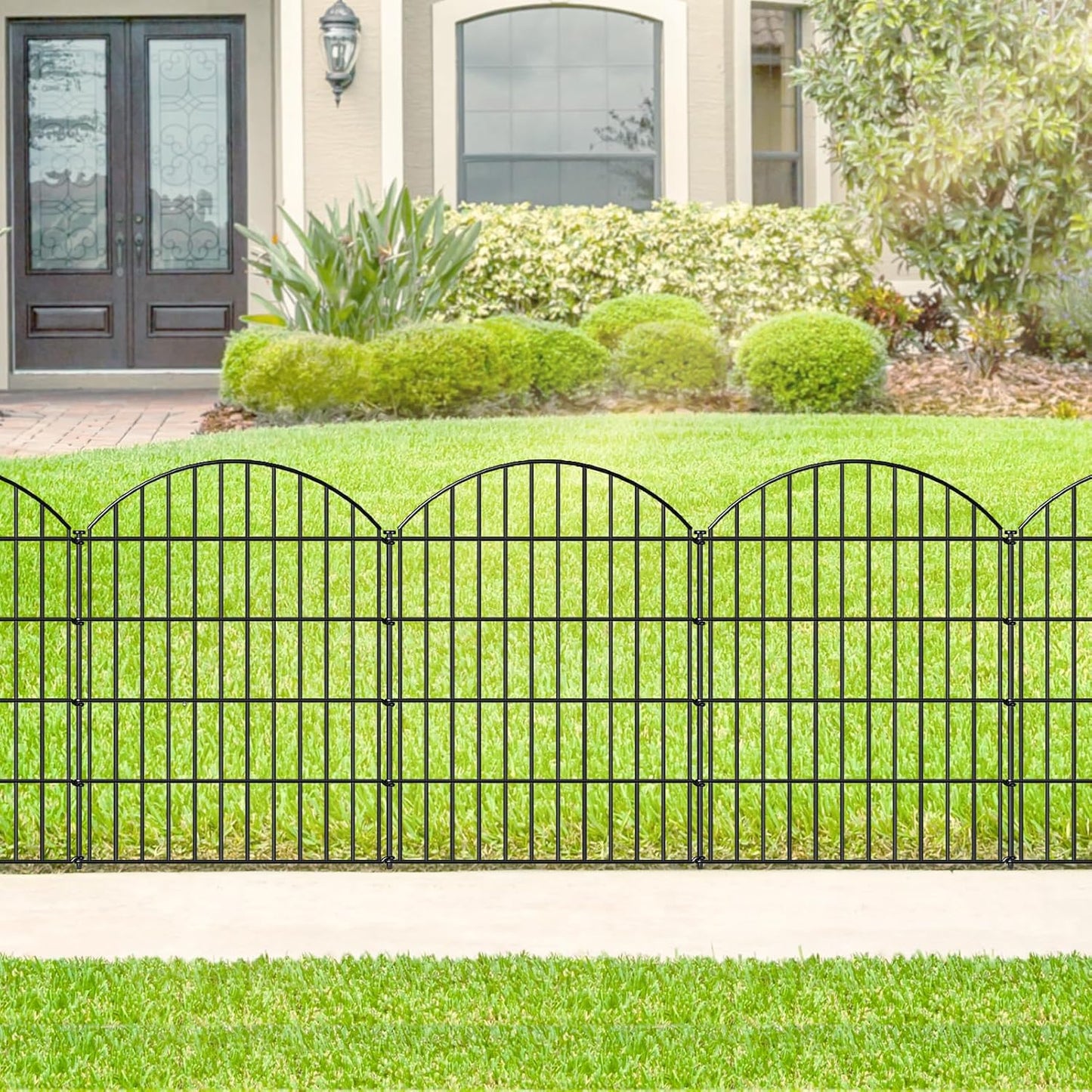 Metal Garden Fence 36in (H) x 23.3ft (L), 10 Panels + 11 Stakes Dog Fences Border Fence Animal Barrier, No Dig Garden Fencing for Yard Flower Bed Lawn Patio Outdoor, CTW3610 Black