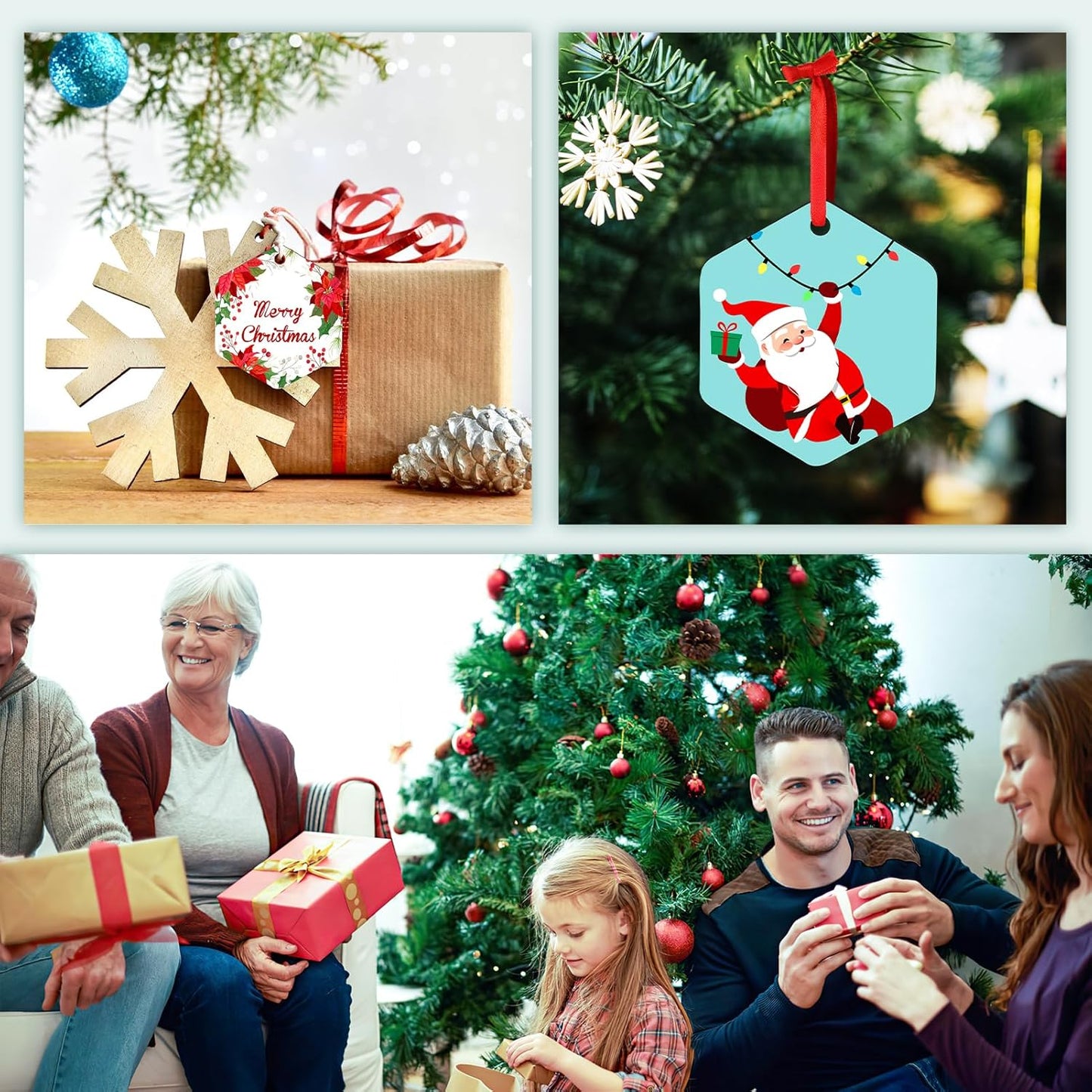 Personalized Christmas Ornaments 2025 Wood Custom Picture Text Hanging Ornament Customized Christmas Tree Decorations Keepsake Gift for Family Couples Xmas Tree Home Decor