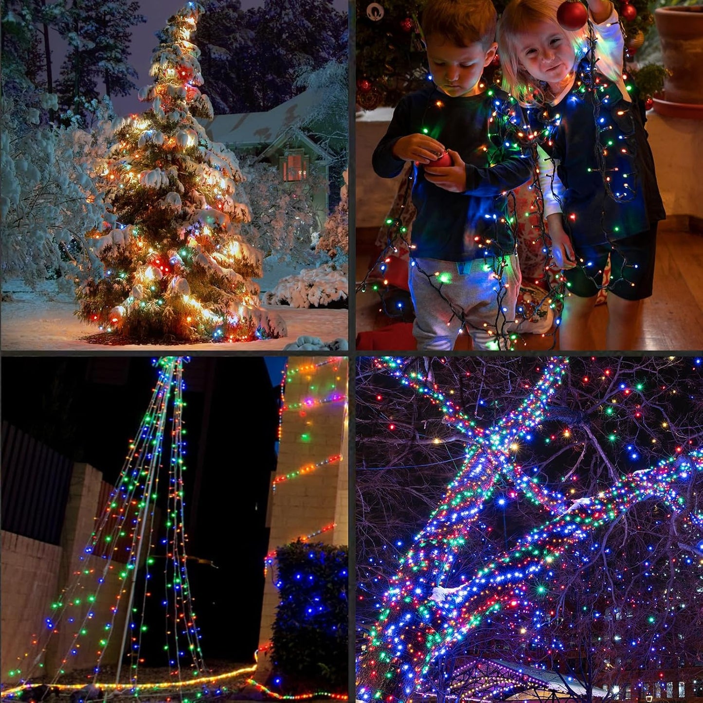 1200LED (24pk of 50L) String Lights, LED Christmas Lights, 6" SPACING,Green Wire, Multicolour