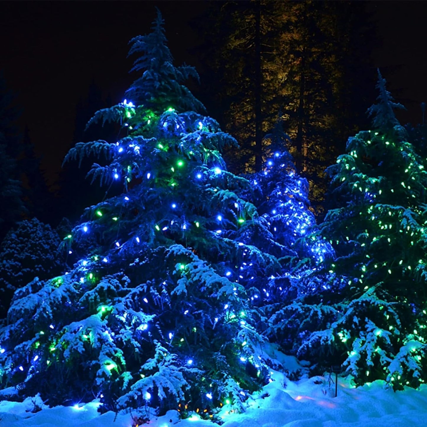 WATERGLIDE 2 Pack 50 LED Outdoor Christmas Lights, 16FT Battery Operated Mini String Lights with 8 Modes & Timer, Xmas Tree Lights Waterproof for Patio Garden Party Wedding Holiday Decor, Blue