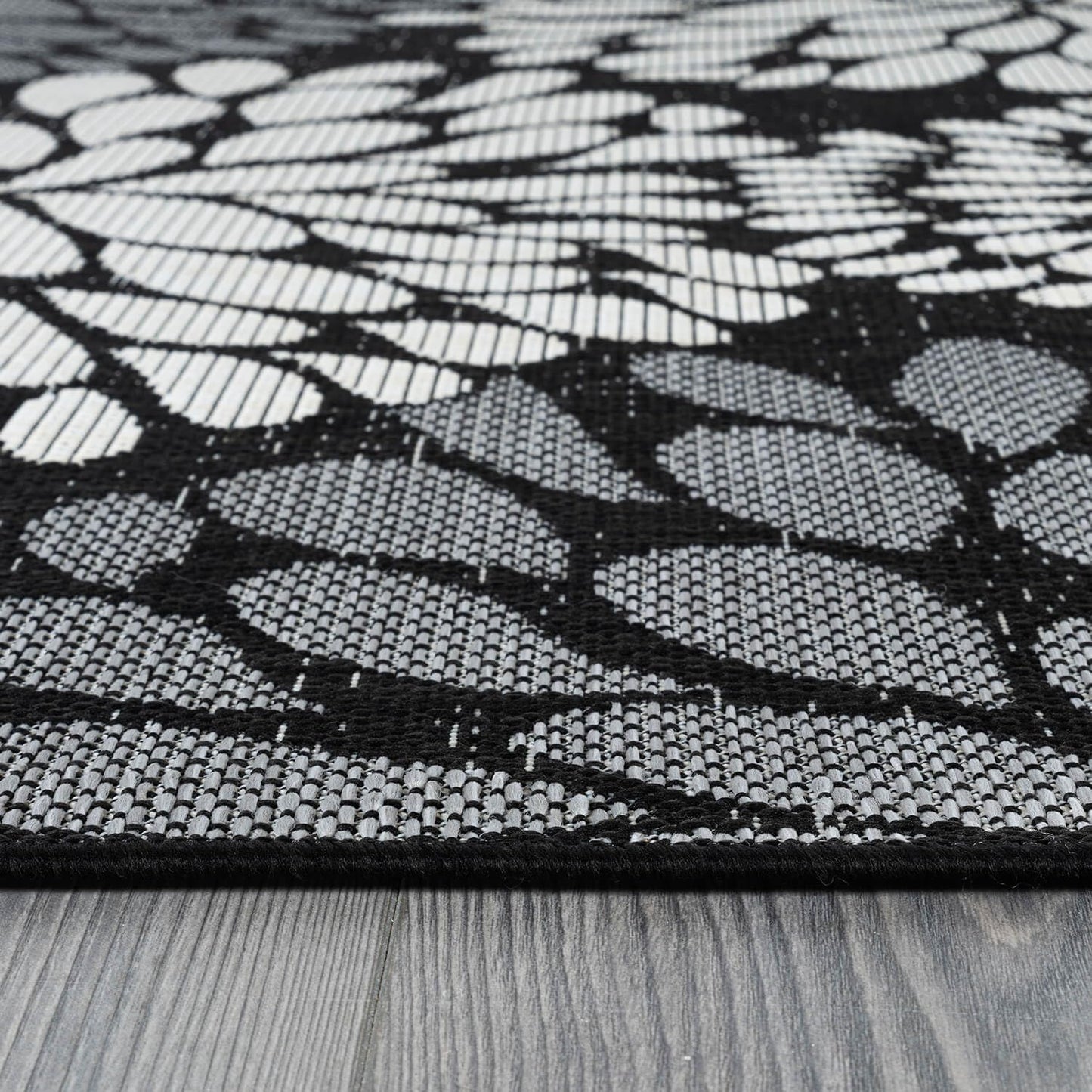 Beverly Rug Outdoor Rug 9x12 Modern Exotic Tropical Leaf Area Rugs for Indoor and Outdoor Patio Deck Porch Garden Water Resistant Washable Outside Carpet (9 x 12 Dark Gray)