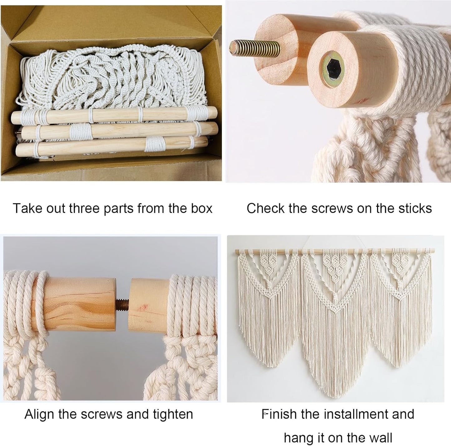 Achart Macrame Wall Hanging Large- Boho Wall Decor- large wall art- Wall Decor Living Room- Macrame Tapestry Boho Decor for Bedroom (Beige-C)