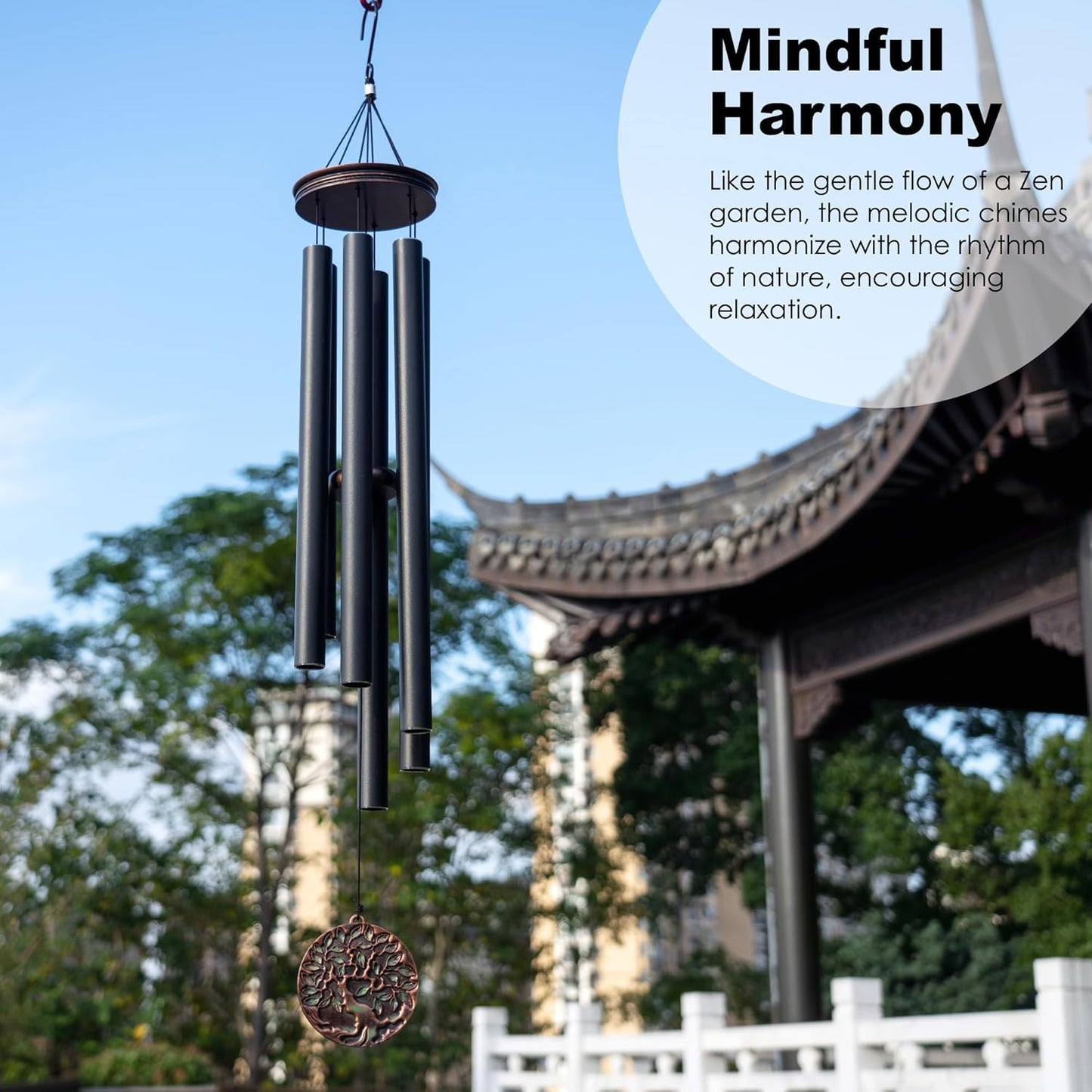 Vanquer Large Wind Chimes for Outside Deep Tone - 46'' Wind Chimes Outdoor Clearance, Memorial Windchimes, Sympathy Gift, Outdoor Décor, Patio, Home Décor, Vintage Black (46" Tree of Life)