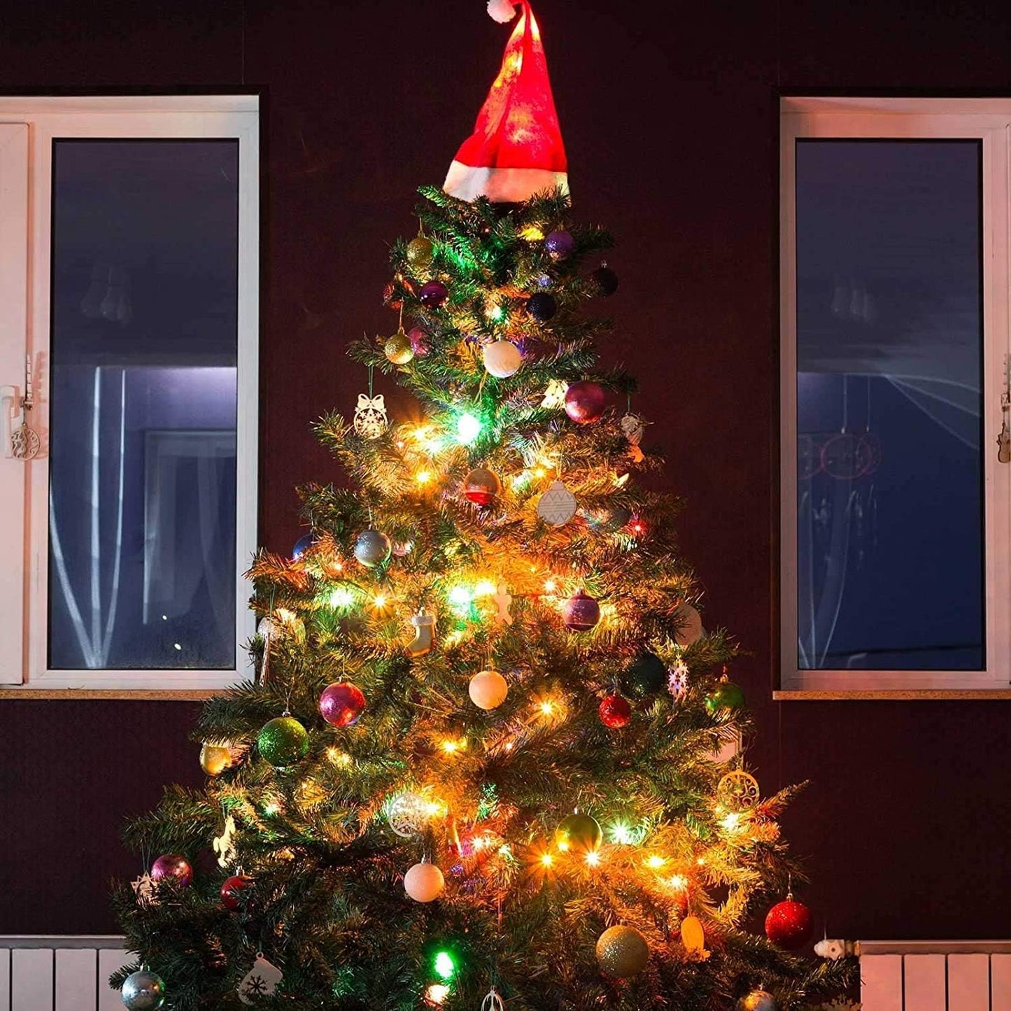 Minetom Clear Christmas Lights 2 Pack 26.5 Feet 100 Counts Mini String Lights Waterproof for Indoor Outdoor Patio Wreath Garden Wedding Party Thanksgiving Holiday Xmas Tree Decorations, Multicolored