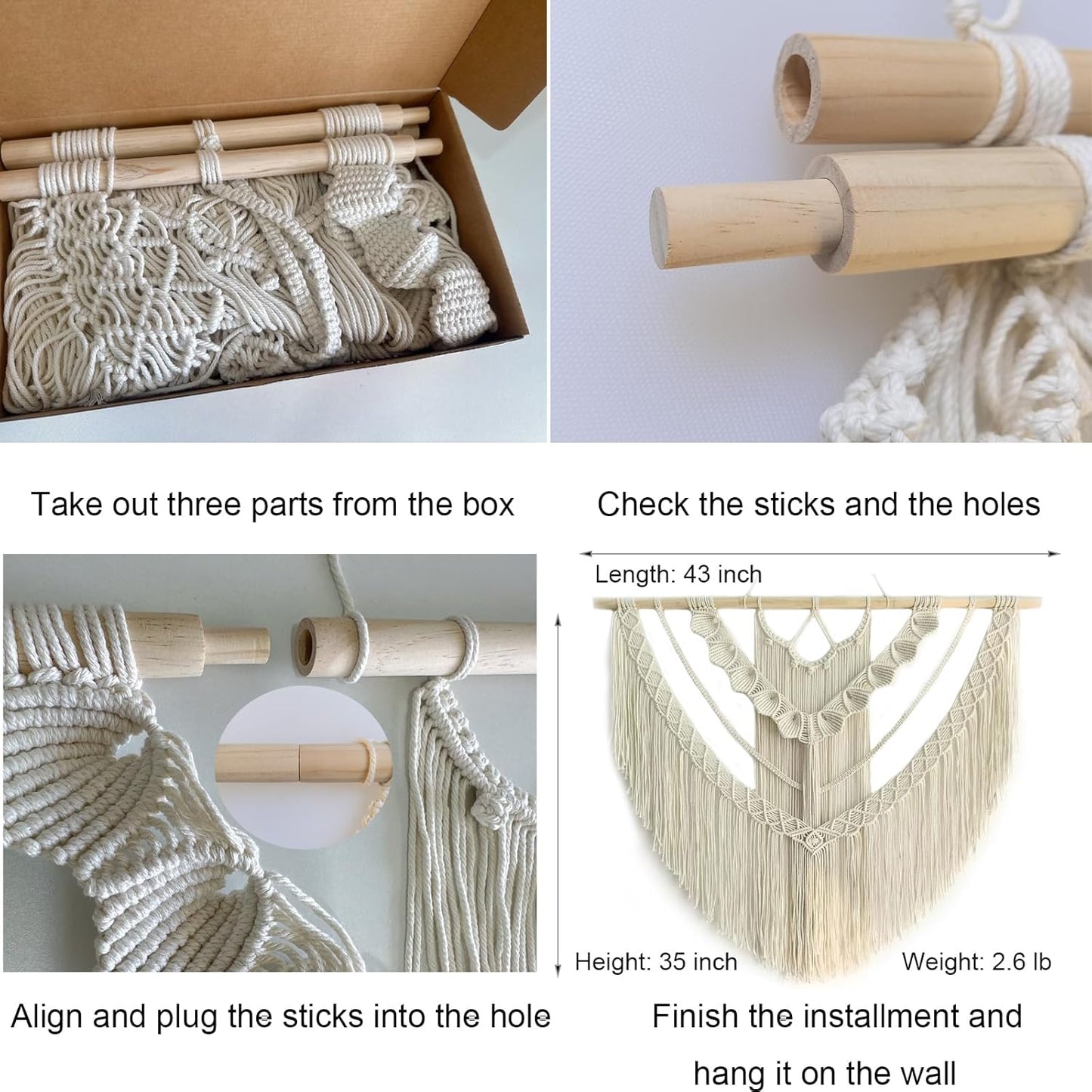 Achart Macrame Wall Hanging Large- Boho Wall Decor- large wall art- Wall Decor Living Room- Macrame Tapestry Boho Decor for Bedroom (Beige-Shells)