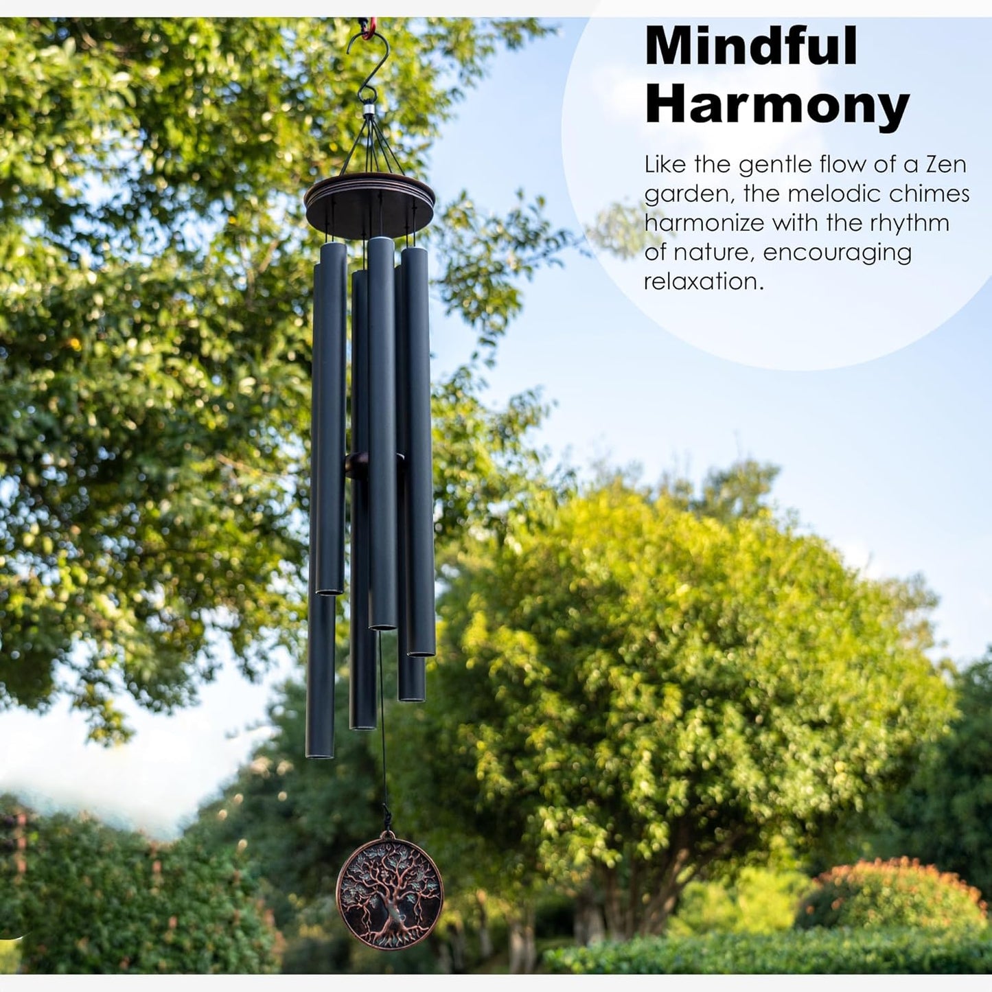 Vanquer Large Wind Chimes for Outside Deep Tone - 46'' Wind Chimes Outdoor Clearance, Memorial Windchimes, Sympathy Gift, Outdoor Décor, Patio, Home Décor, Vintage Black (46" Tree of Life)