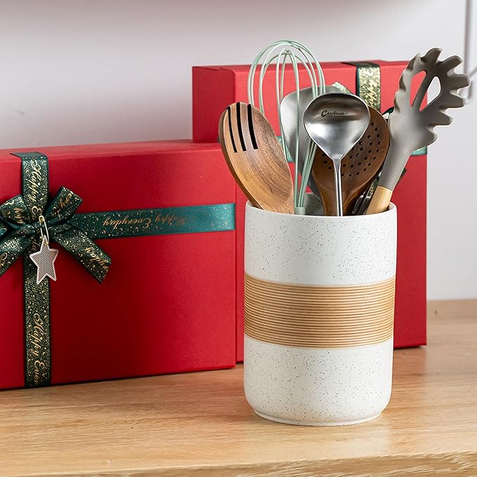 Large Storage Containers with Lids, Ceramic Coffee Container Kitchen Food Storage Jars for Spice Sugar Tea Bag, Stackable Decorative Jars for Counter, White & 61oz