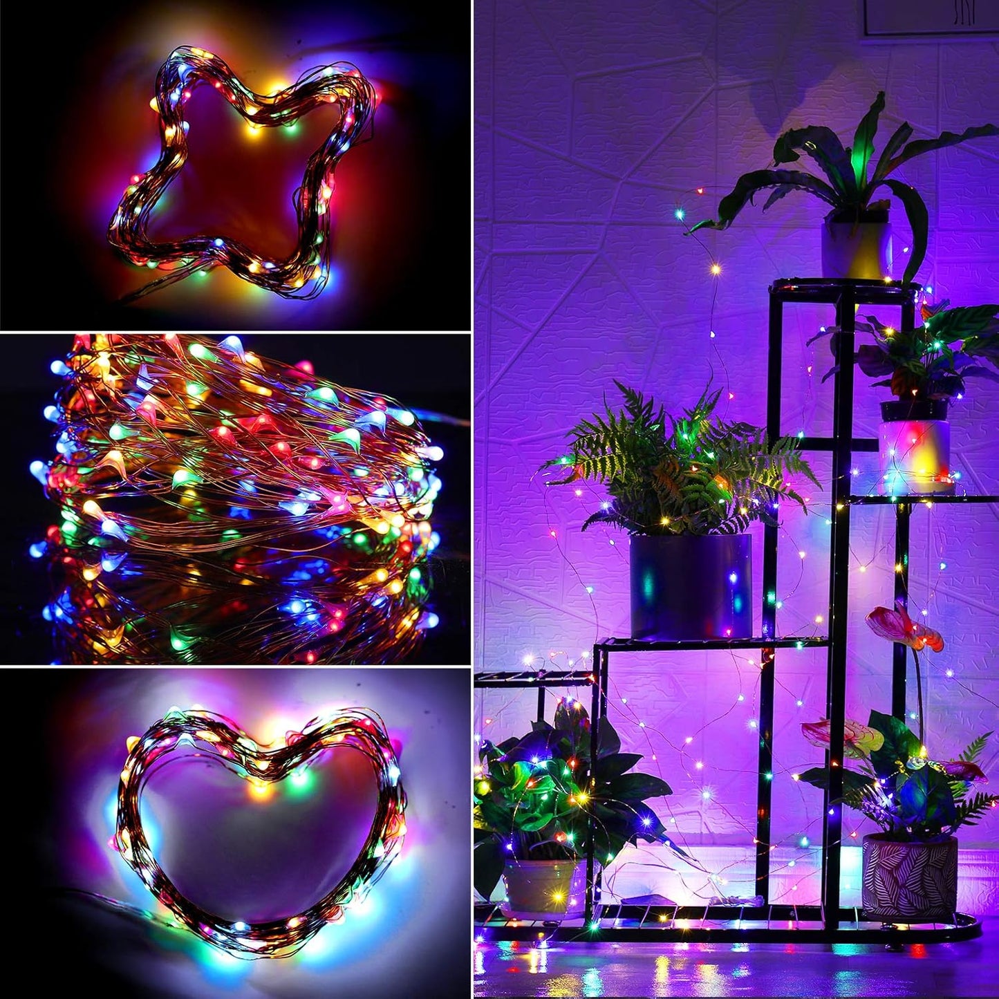 Led Fairy Lights Battery Operated, 2 Packs Mini Battery Powered Copper Wire Starry Fairy Lights for Bedroom, Christmas, Parties, Wedding, Centerpiece, Decoration (5m/16ft Multi-Colored)