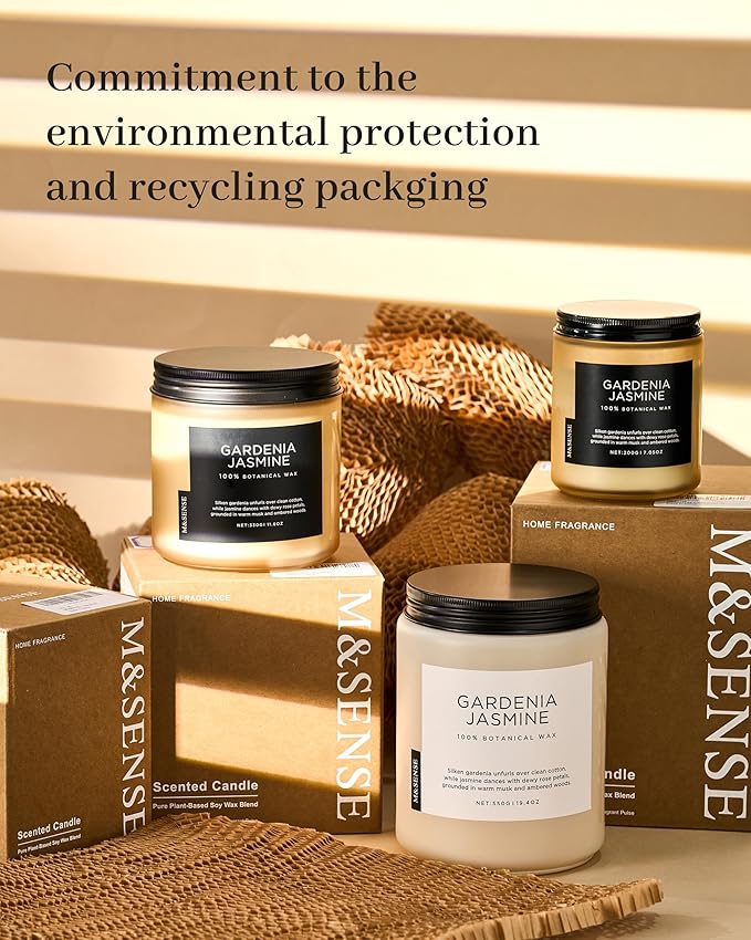 M&SENSE Clean Cotton Scented Candle - 7.05oz Natural Soy Wax Clean Cotton Blossom Scent Non Toxic Candle, 50-Hour Slow Burning 2-Wick Aromatherapy Home Fragrance Gifts for Home Decor