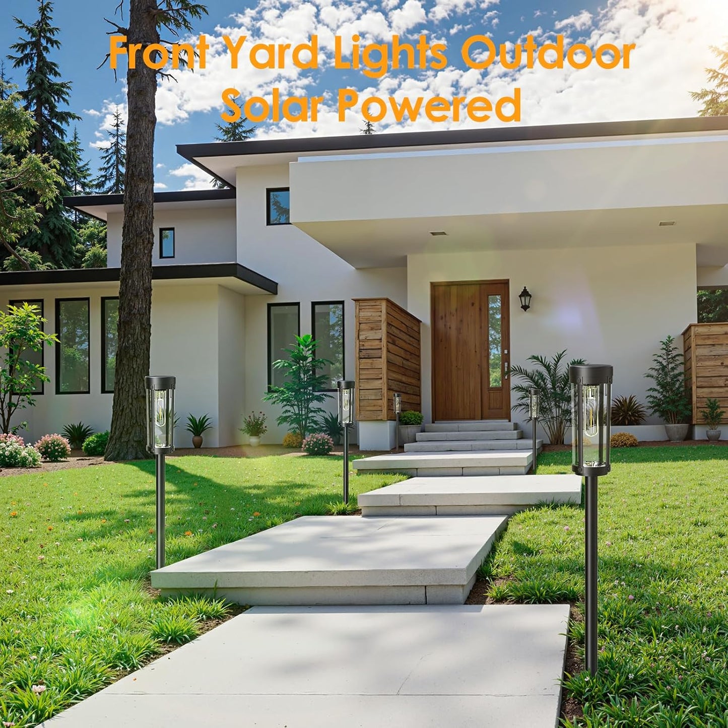 Solar Pathway Lights Outdoor Decor: Upgraded 4 Pack Bright Solar Powered Garden Lights Waterproof IP65, Long Lasting Decorative Outdoor Light for Yard Garden Patio Walkway Path (Warm White, 4 Pack)