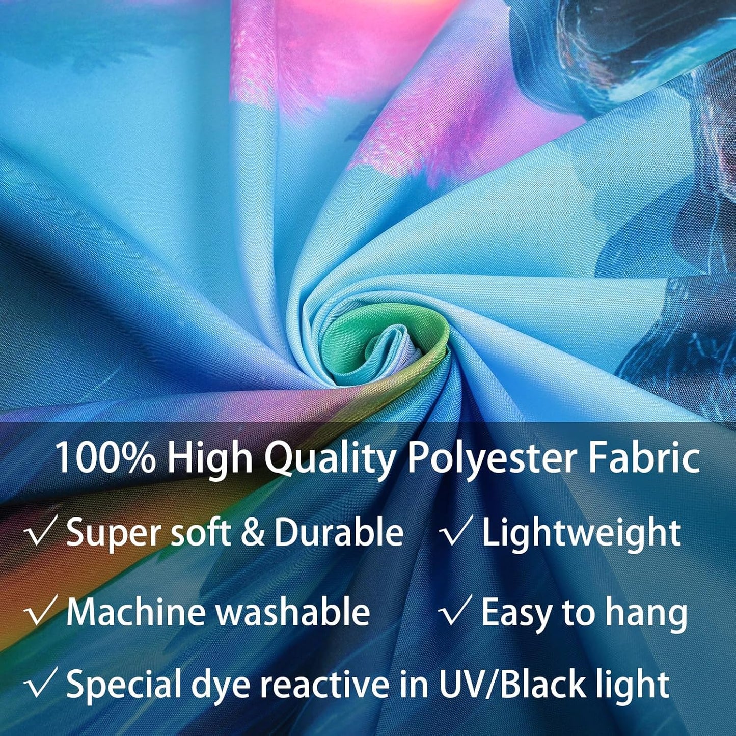 SparkLia Blacklight Waterfall Planet Tapestry, UV Reactive Glow in the Dark Fantasy Landscape Mountain Wave Neon Nature Wall Hanging Tapestries for Bedroom - 59 x 51 inches