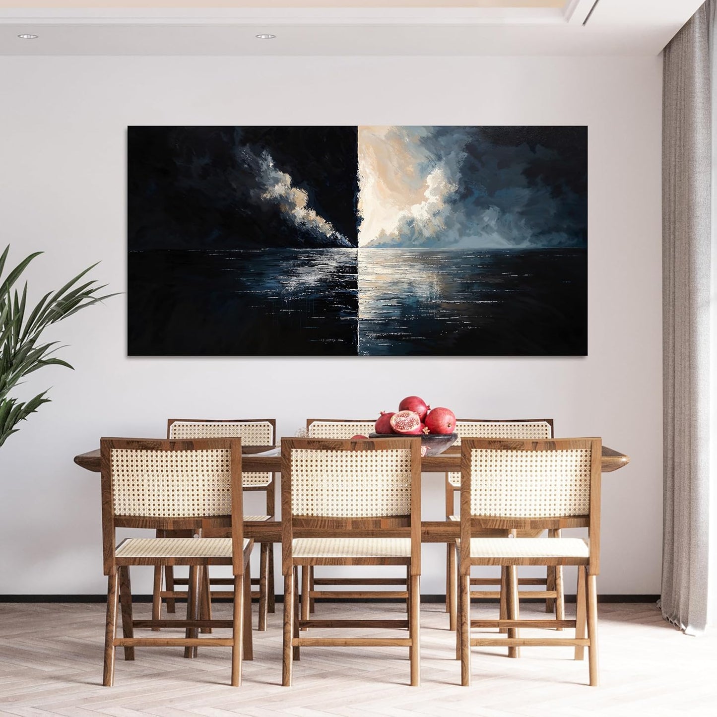 Abstract Large Wall Art Decor Wall Art Pictures for Living Room Abstract Canvas Art Wall Decor Modern Black and White Wall Art Prints Oversized Coastal Wall Art Bedroom Office Home Decor 29" X 58"