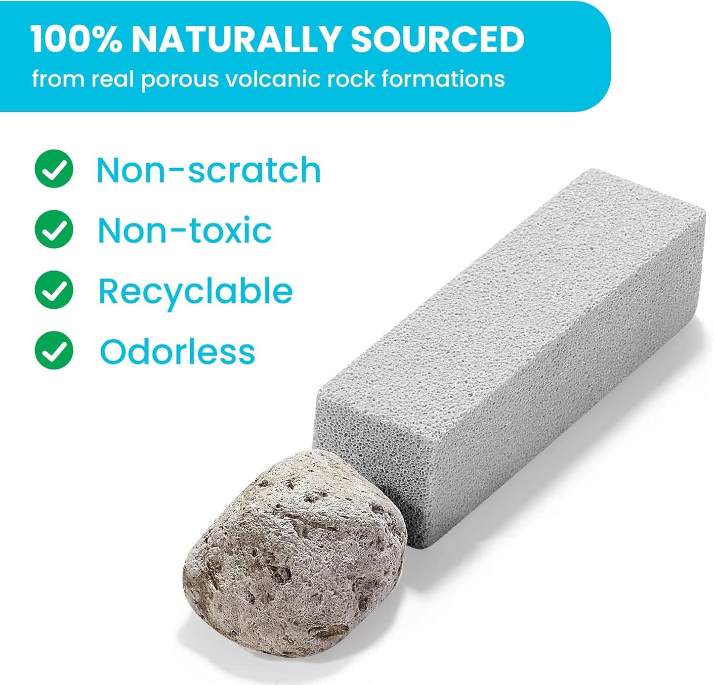 Pumice Stone Toilet Bowl Cleaner | Toilet Pumice Stone with Extra Long Handle | Scouring Stick for Toilet Cleaning, Stain Removal on Toilets, Grills, Tiles, Grout & Pools | 4 Pack