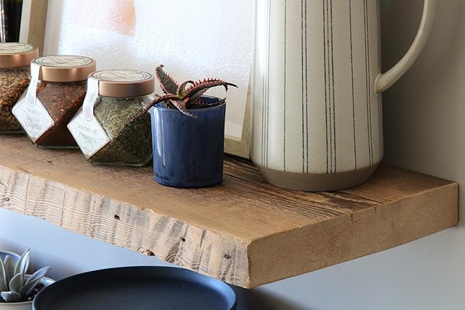 Urban Legacy Deep Floating Shelves | Reclaimed Barn Plank Deep Floating Shelves with Low Profile Brackets | High Weight Capacity (36" x 11" x 2")