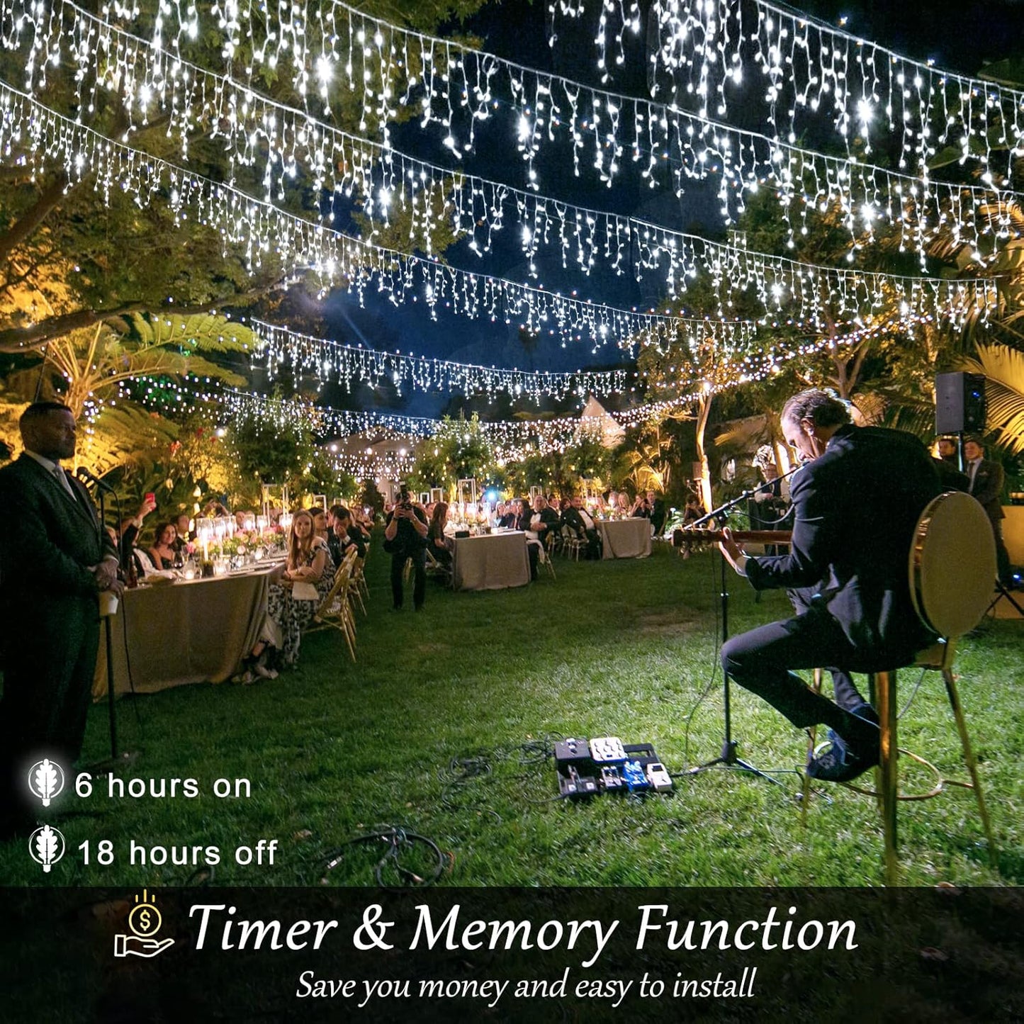 Icicle Christmas Lights Outdoor - 33ft 400 LED Icicle Lights for Outside with 75 Drops Waterproof Plug in Fairy String Lights with Timer for Party, Holiday, Wedding, Christmas Decoration, Cool White