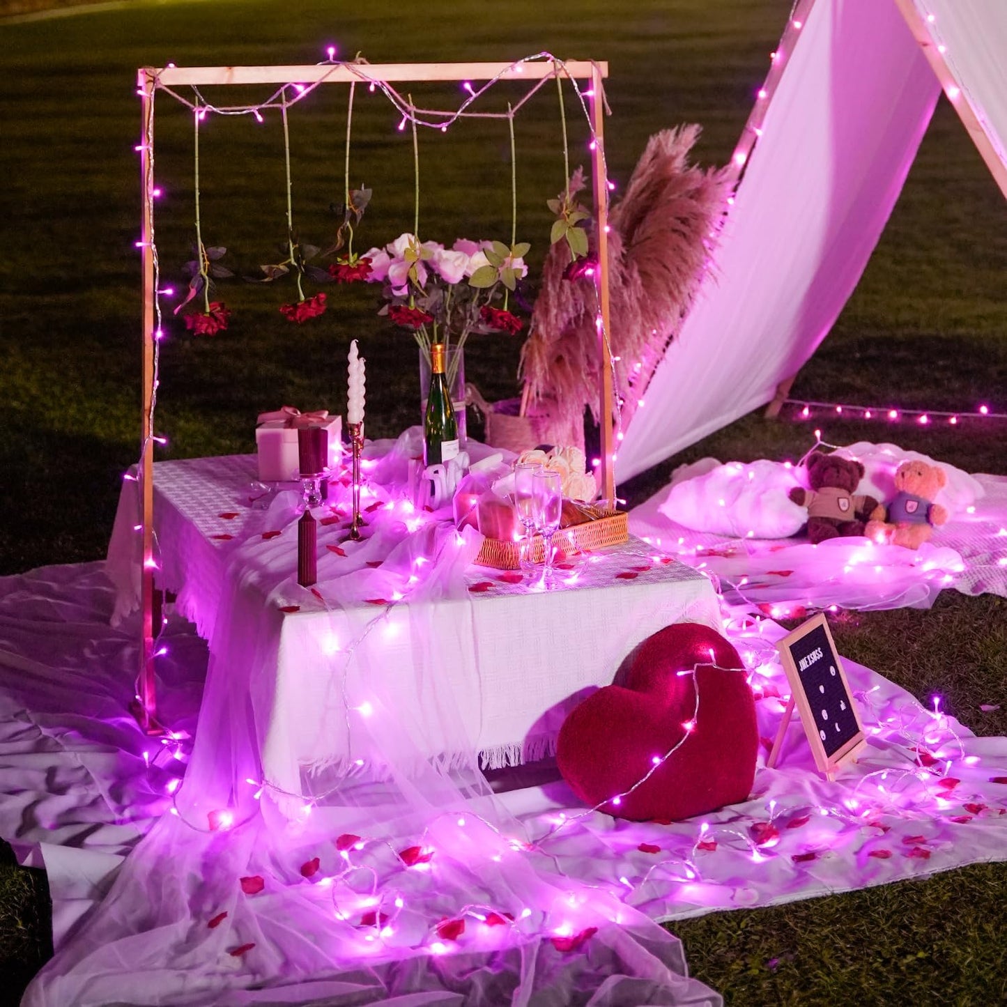 JMEXSUSS 33ft 100 LED Pink String Lights Battery Operated, Pink Fairy Twinkle Lights with 8 Modes Remote Indoor Outdoor for Bedroom Christmas Party Tree Decorations